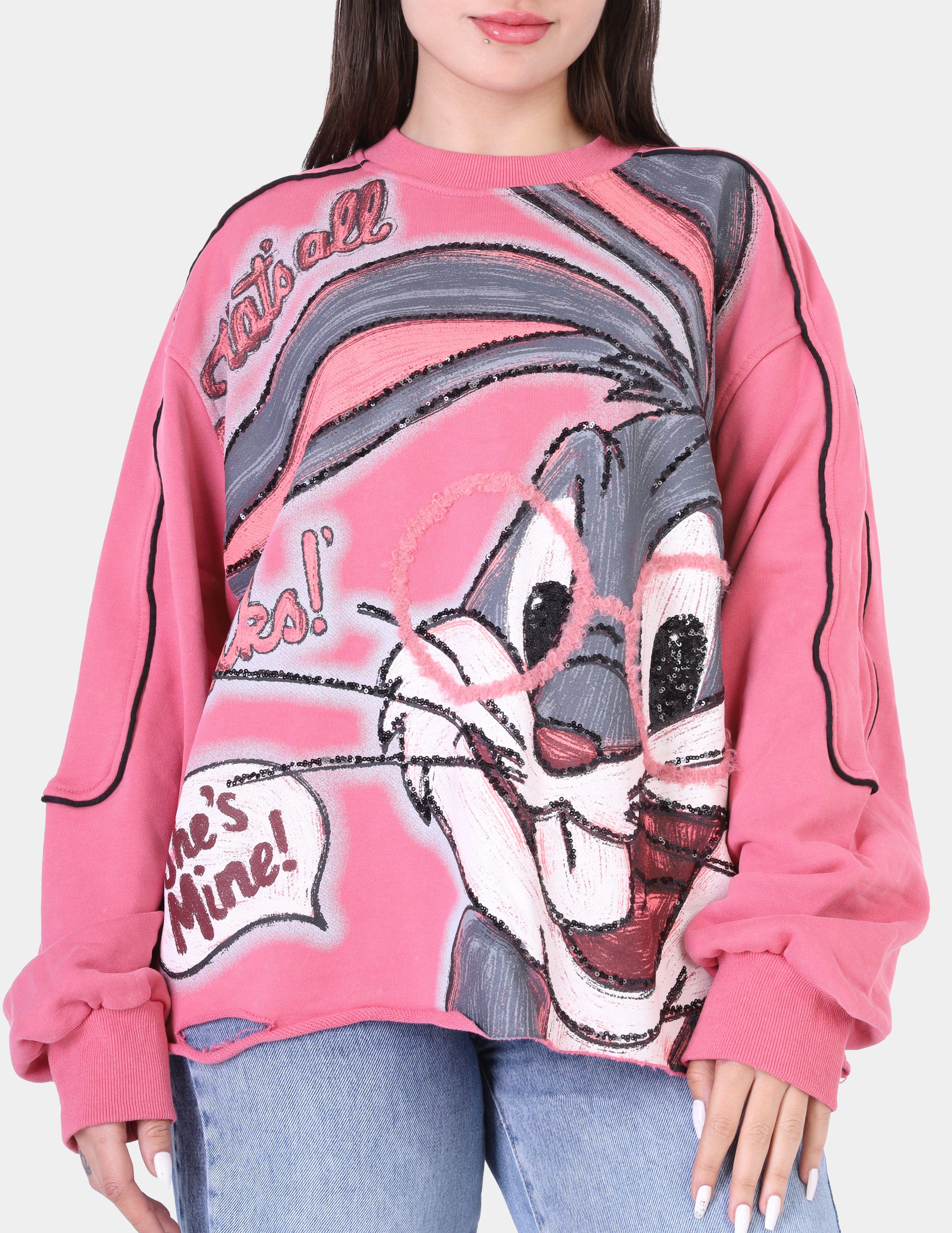 Oversized Cartoon Graphic Sweatshirt w17541438