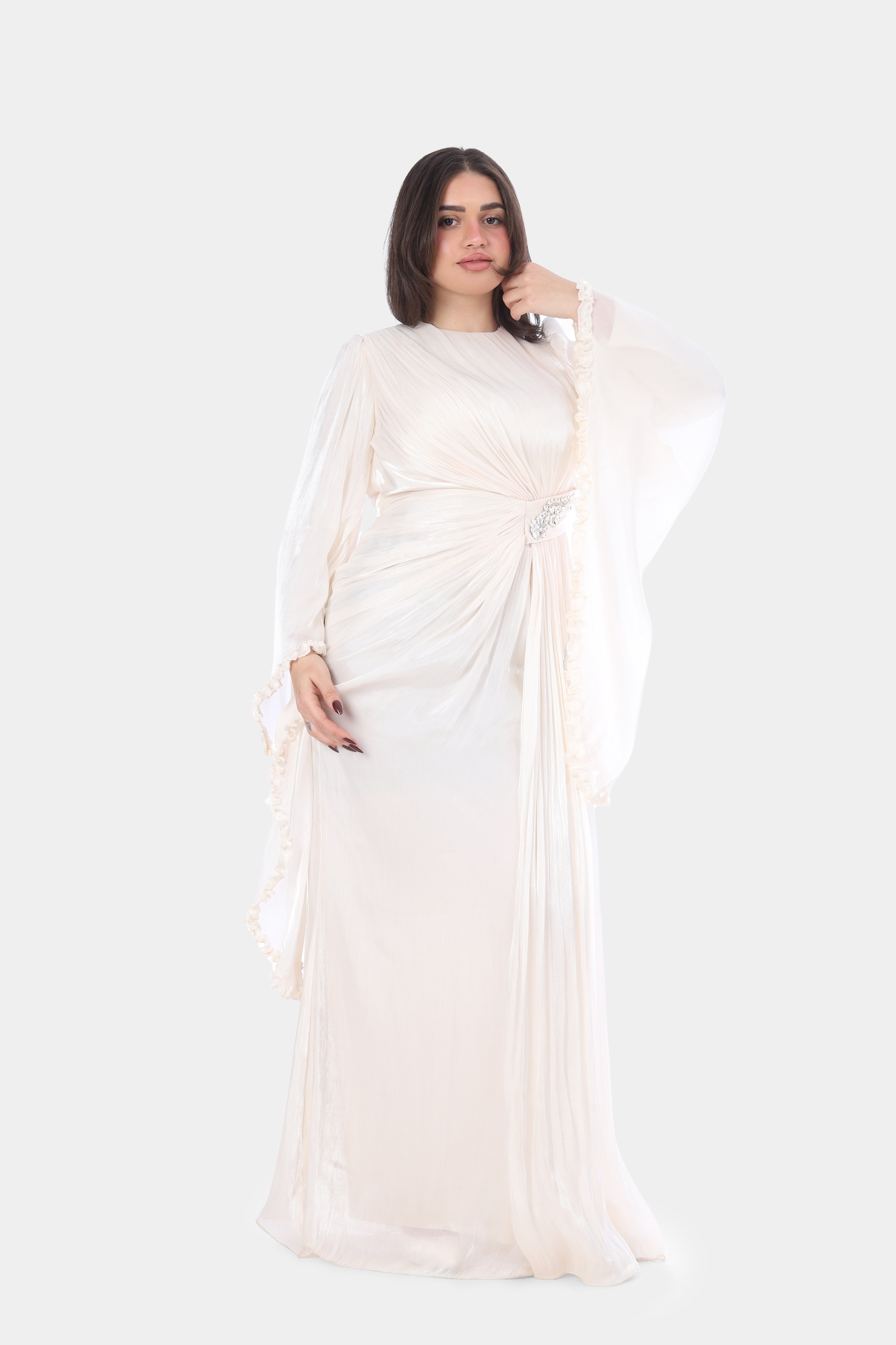 Elegant Evening Maxi Dress with Wide Sleeves 7031018