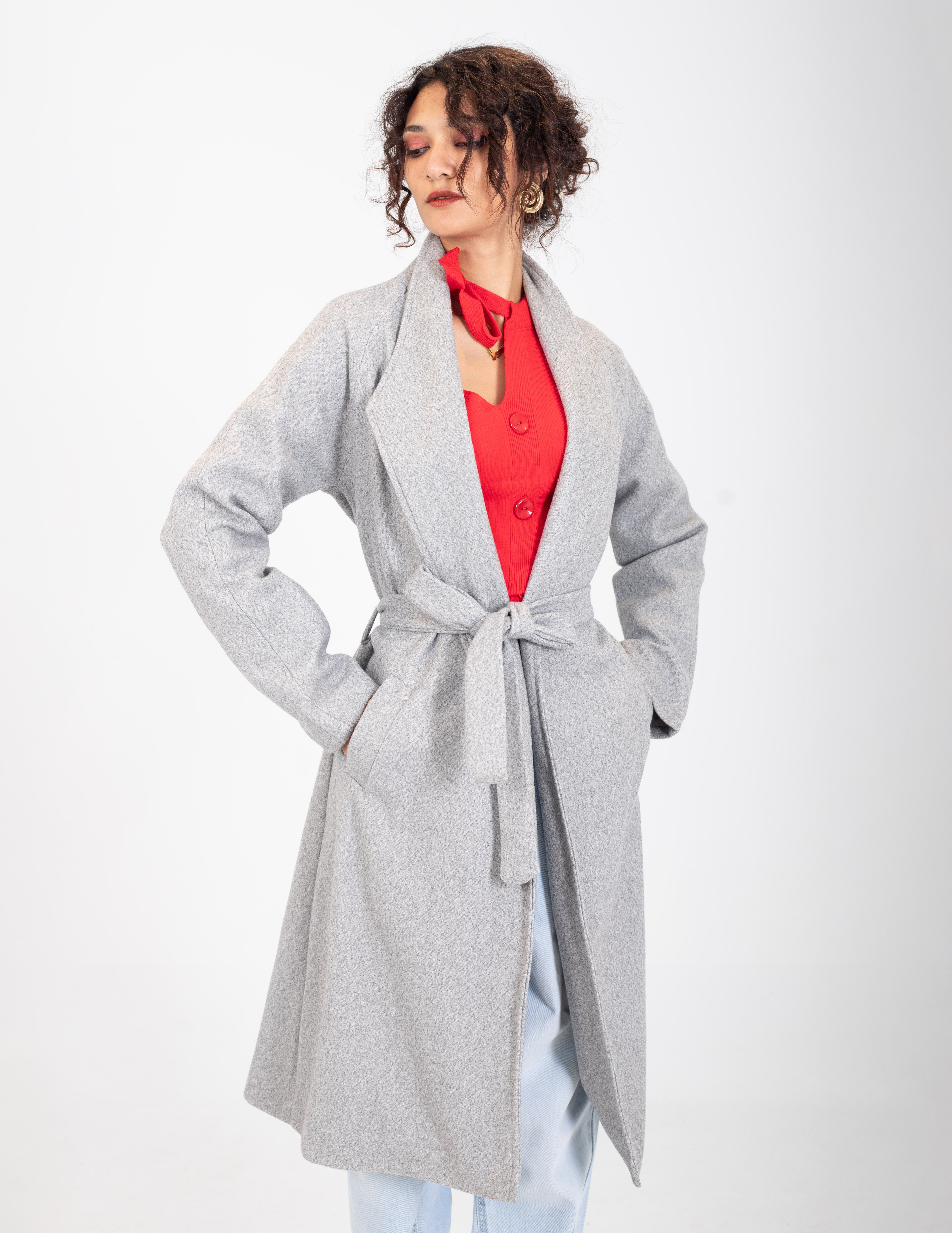 Soft Wool-Blend Belted Coat w1627240