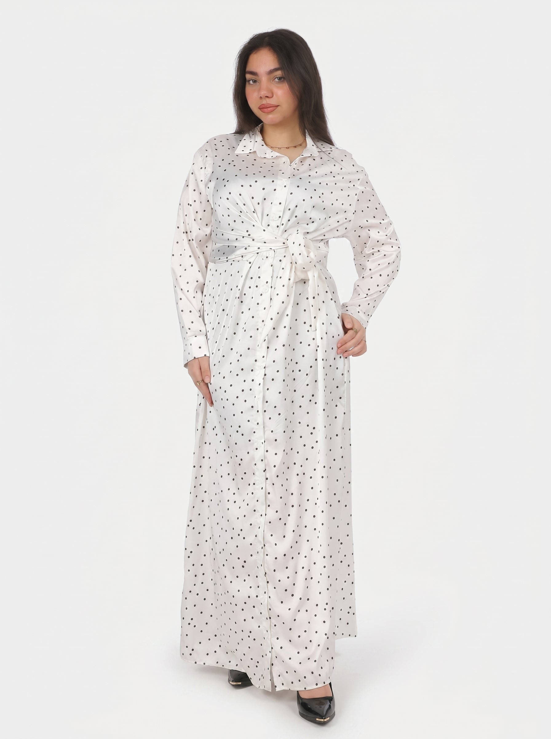 Polka Dot Satin Wrap Dress 2002/144