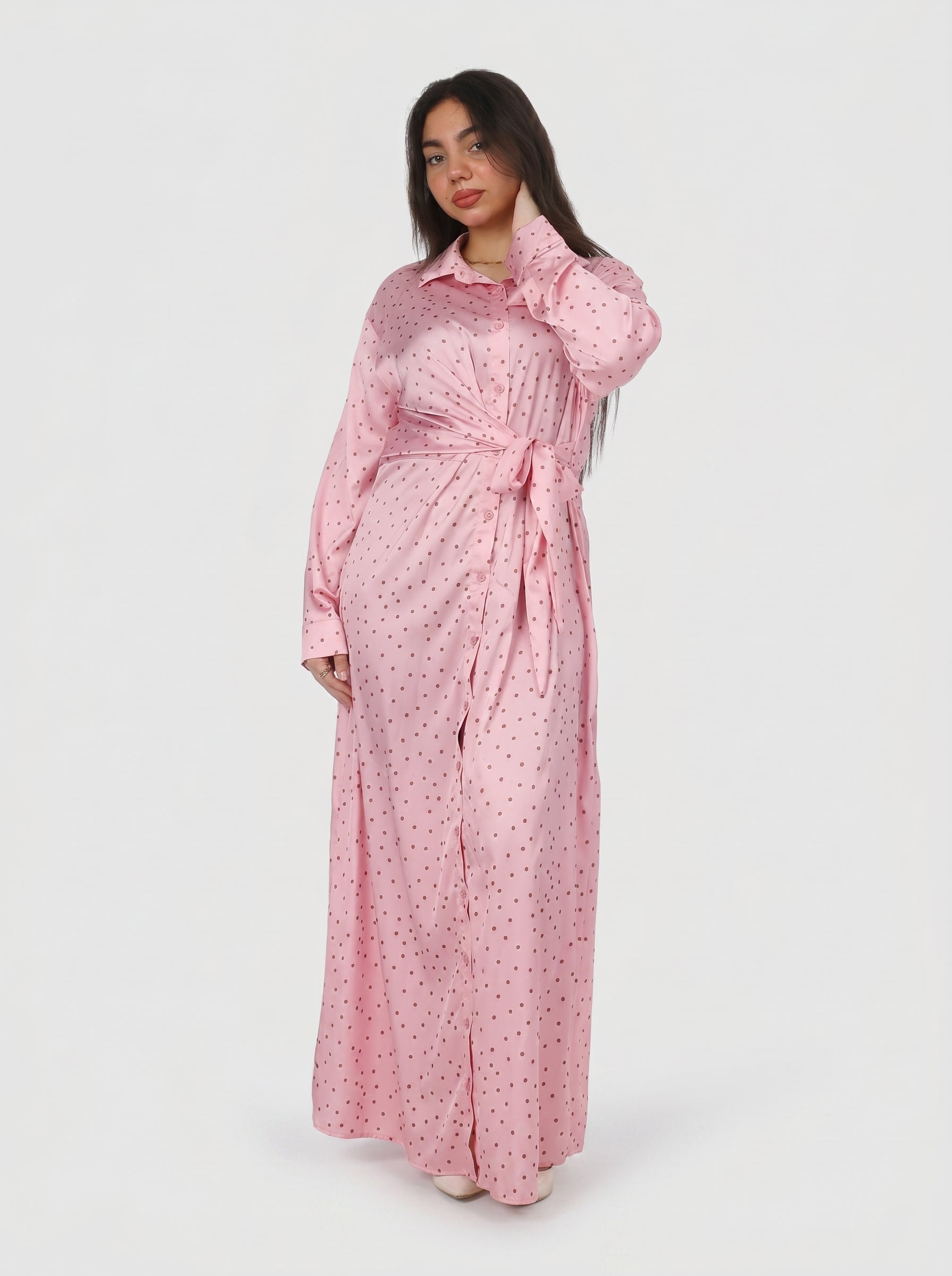 Polka Dot Satin Wrap Dress 2002/144
