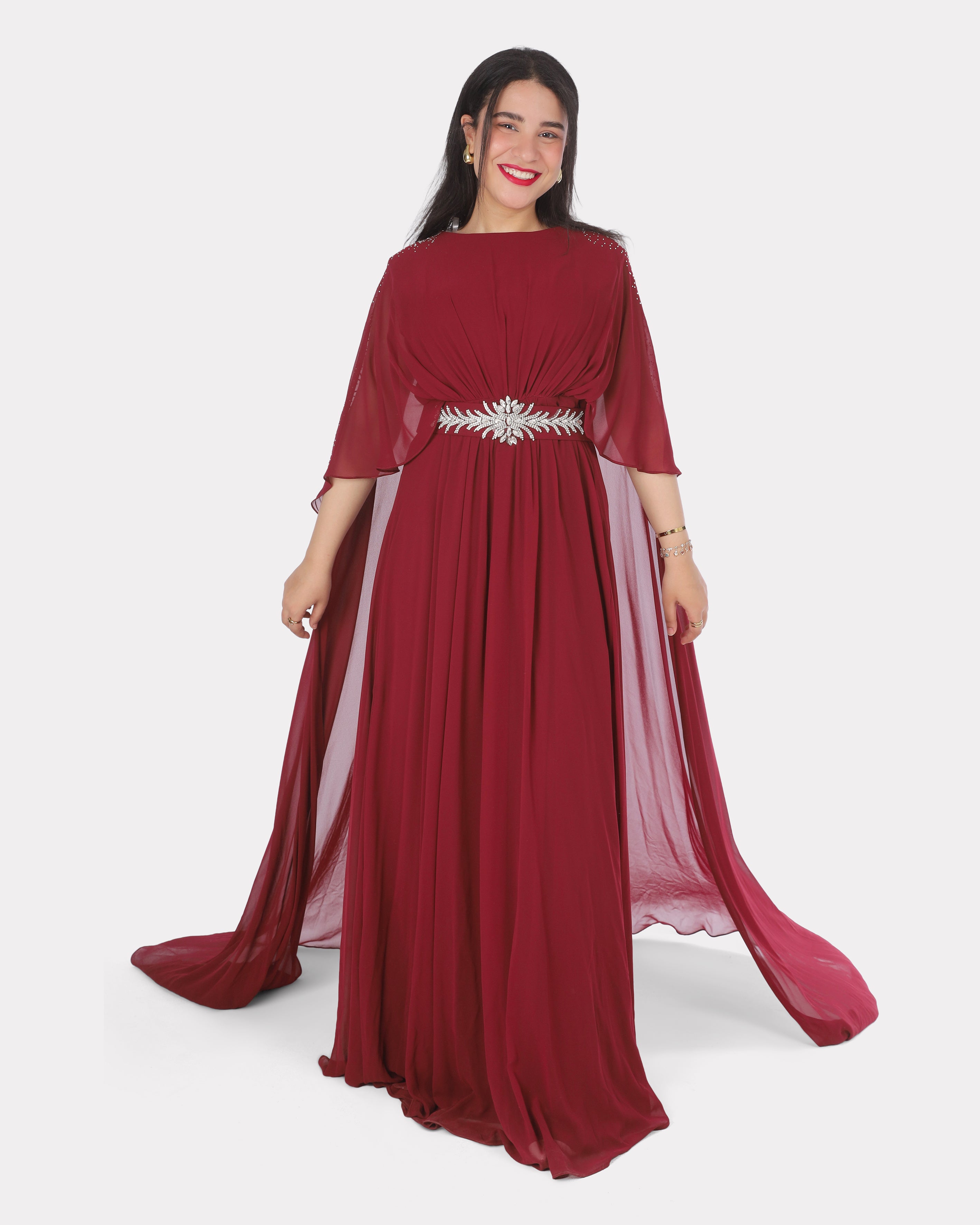 Elegant Draped Back Half Sleeve Dress 1531505