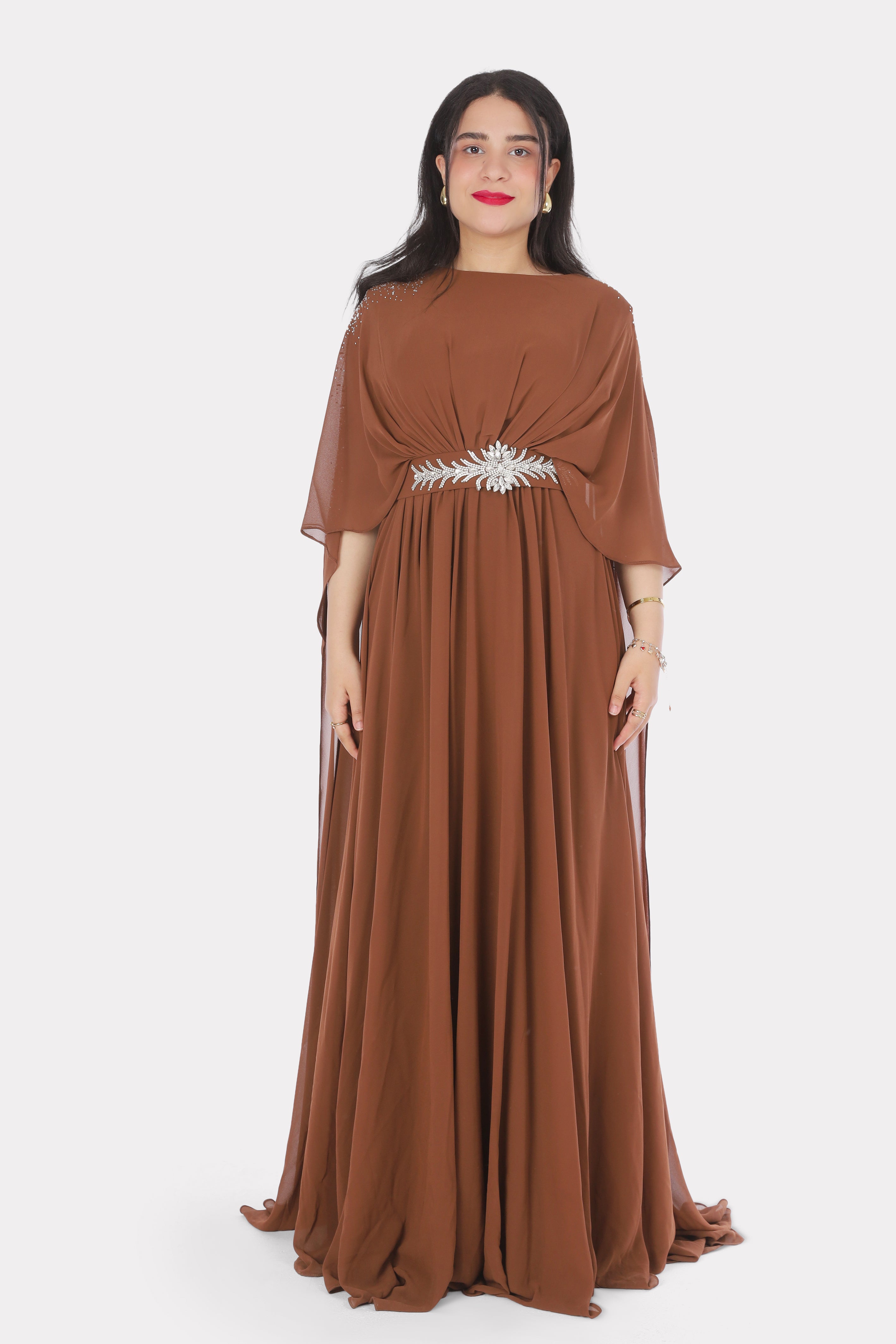 Elegant Draped Back Half Sleeve Dress 1531505