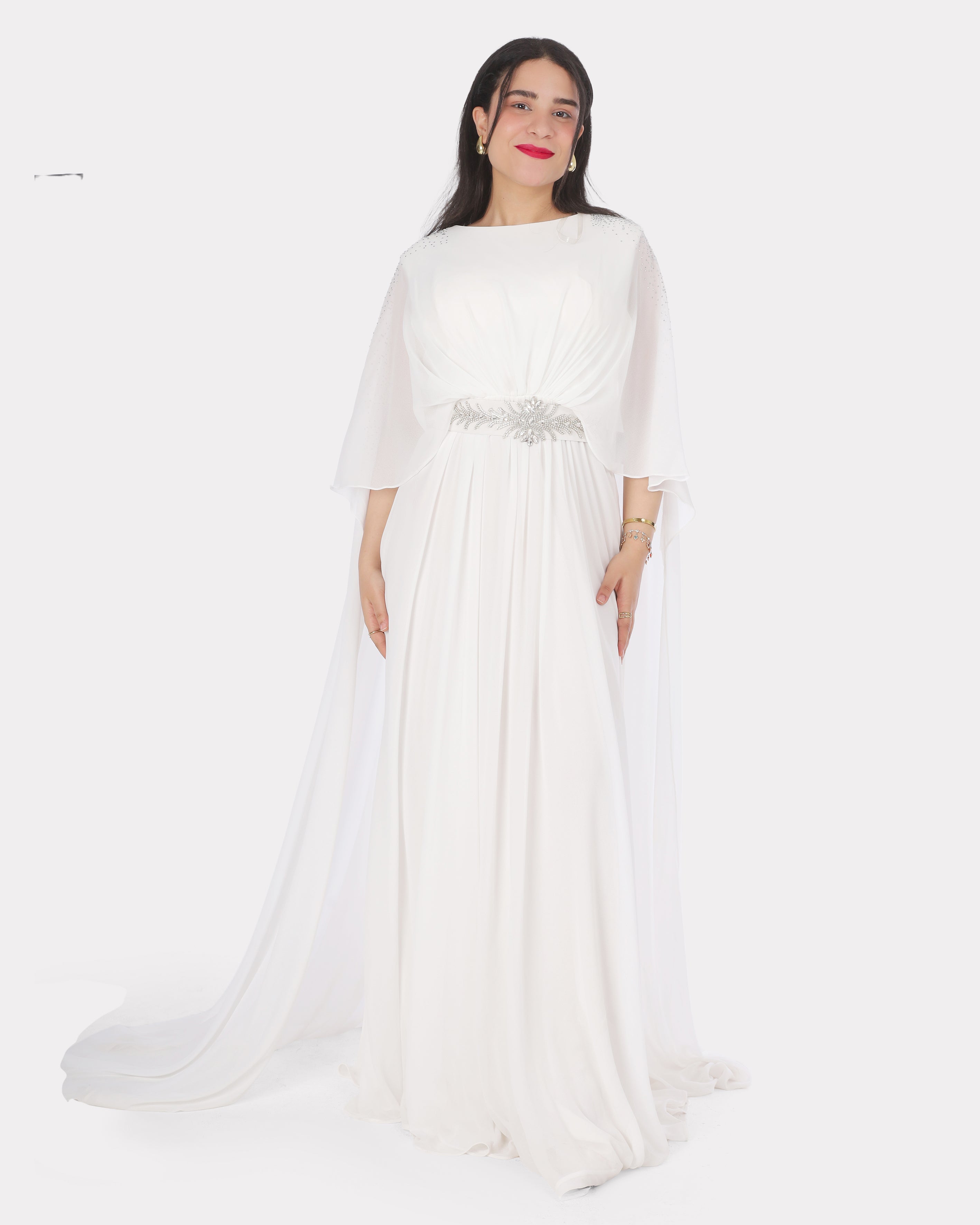 Elegant Draped Back Half Sleeve Dress 1531505