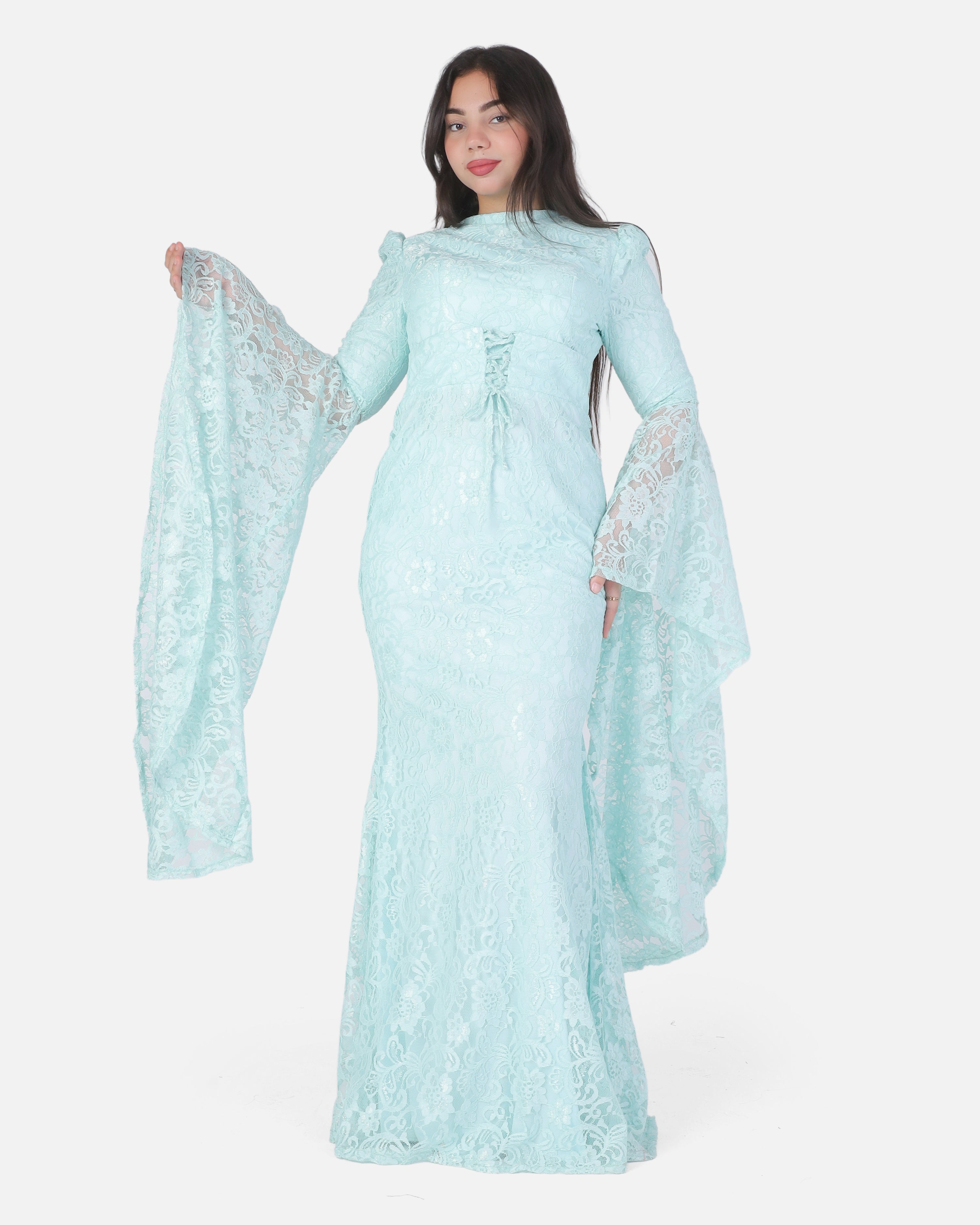 Lace Maxi Dress with Long Flowy Sleeves 1531550