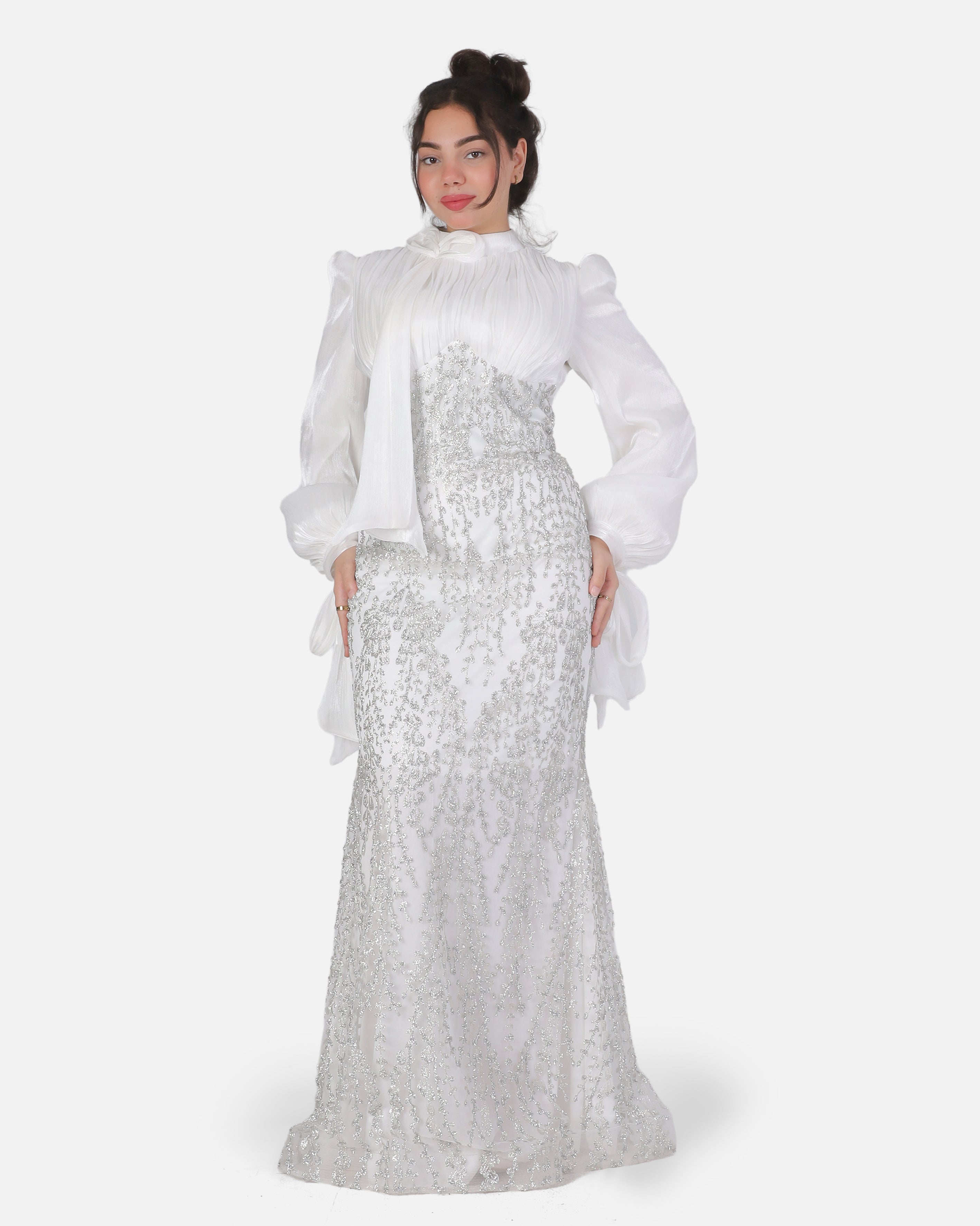 Elegant Evening Dress with Sleeve Tie Detail 1531591