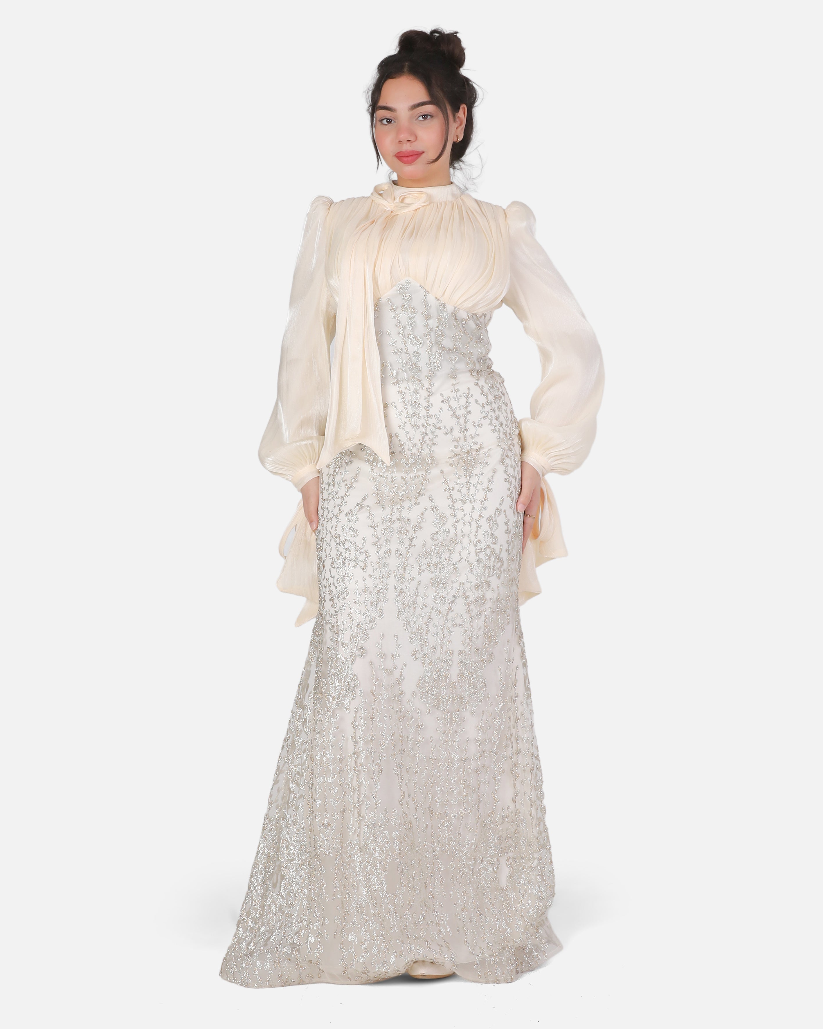 Elegant Evening Dress with Sleeve Tie Detail 1531591