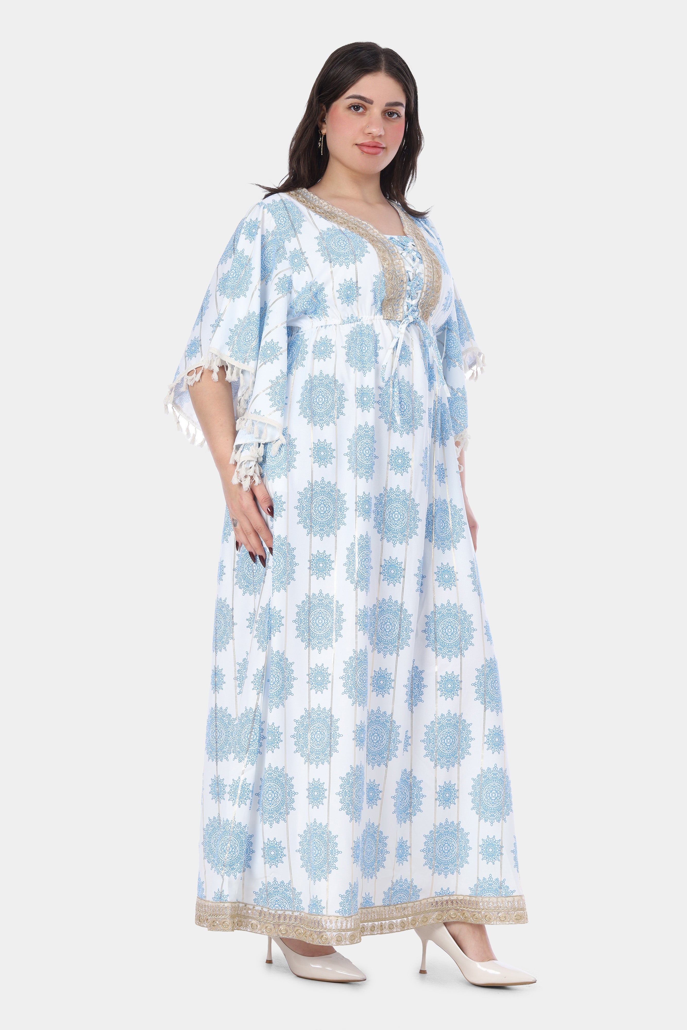 Printed Maxi Dress with Lace Trim s1516607/2
