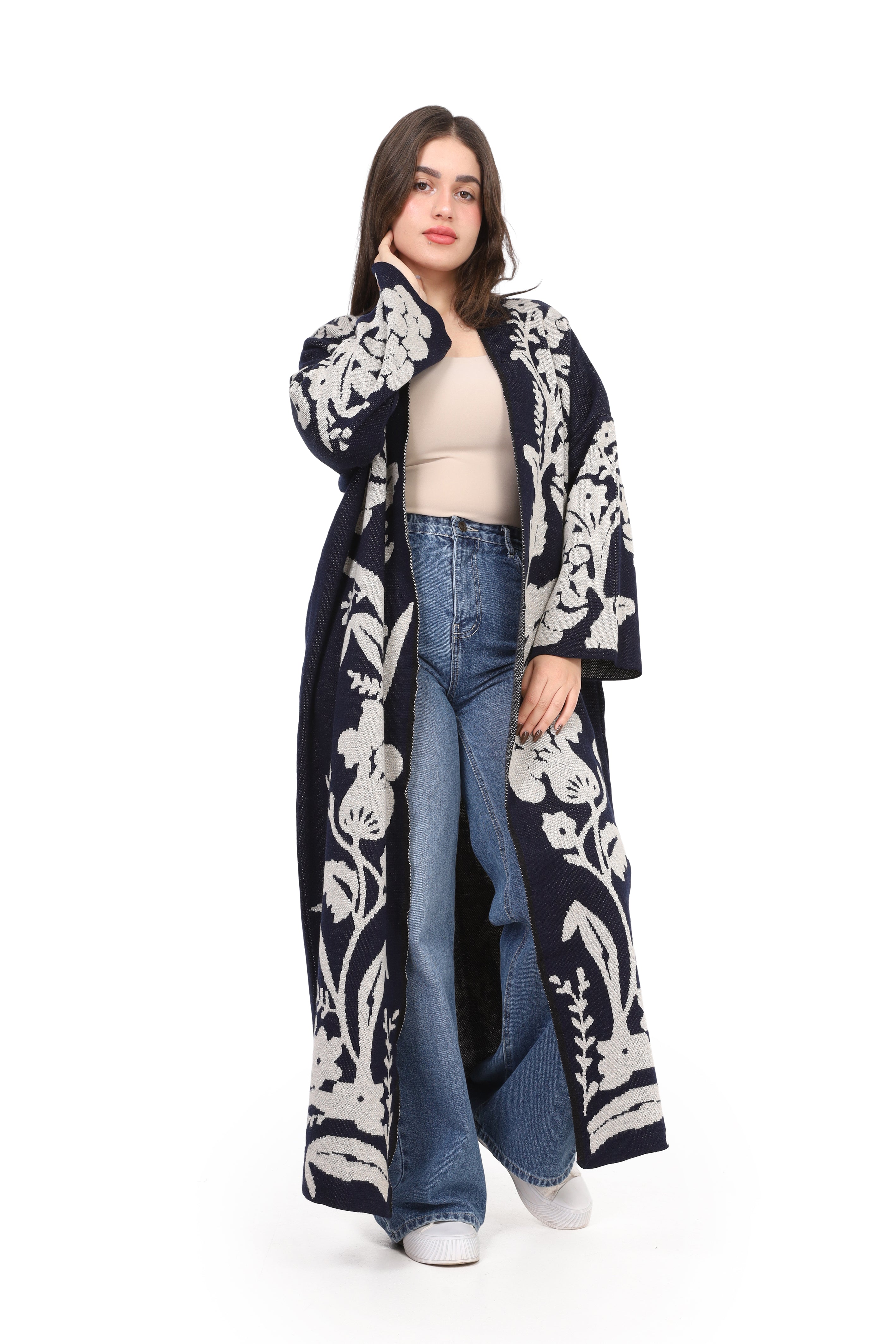 Long Wool Floral Cardigan 172200625