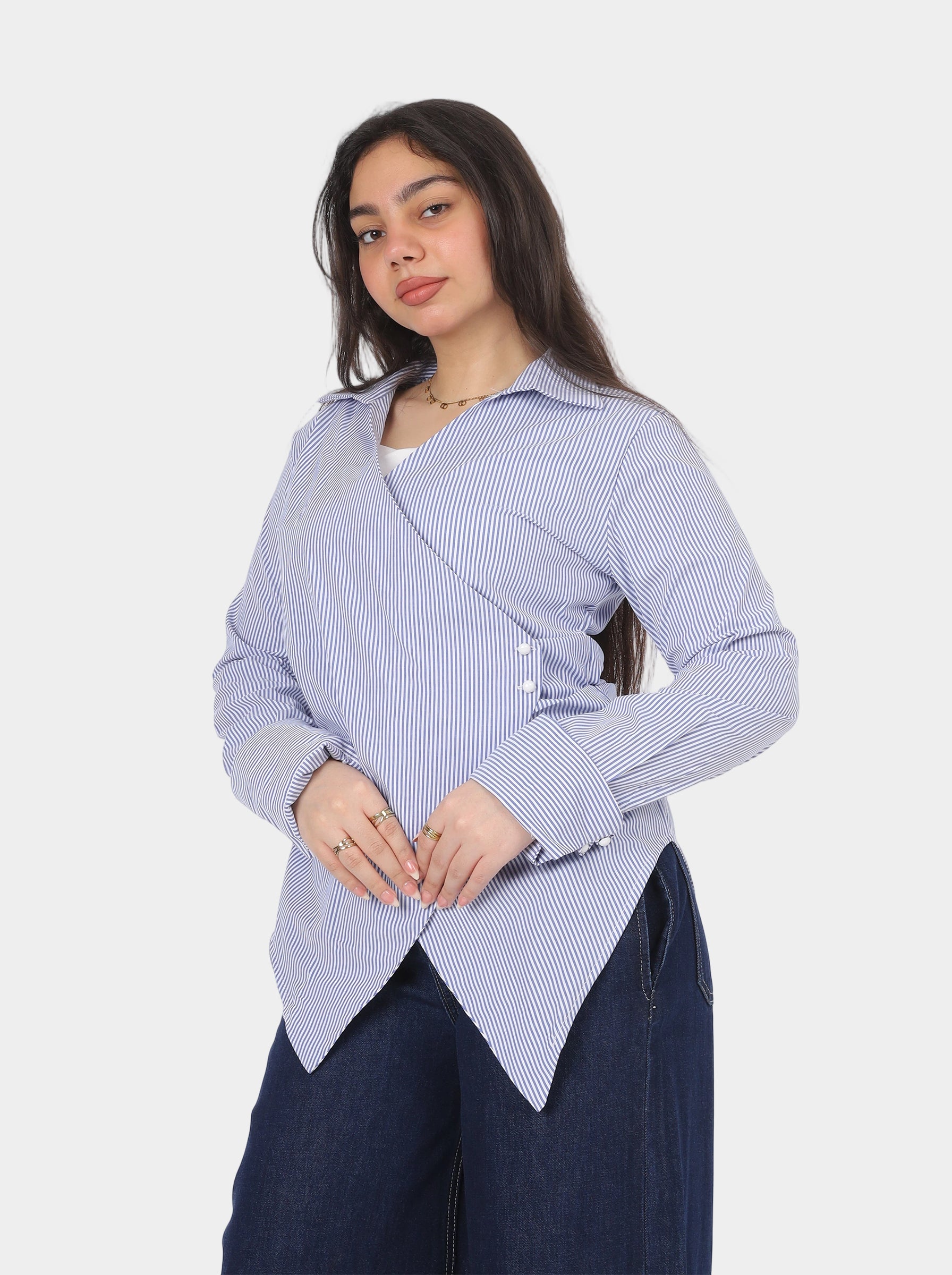 Asymmetric Striped Blouse 2002/142/1