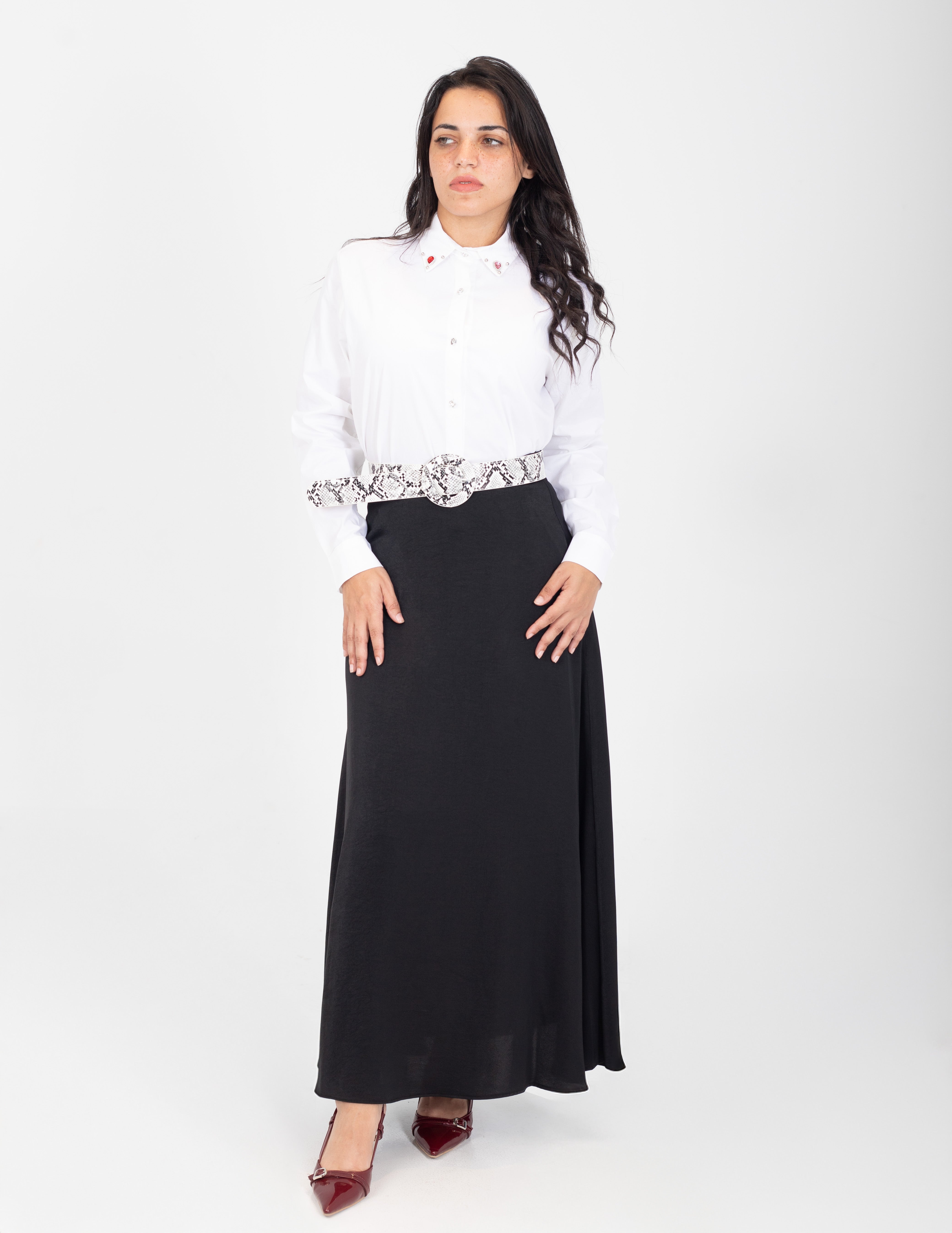 Satin Midi Skirt w162924