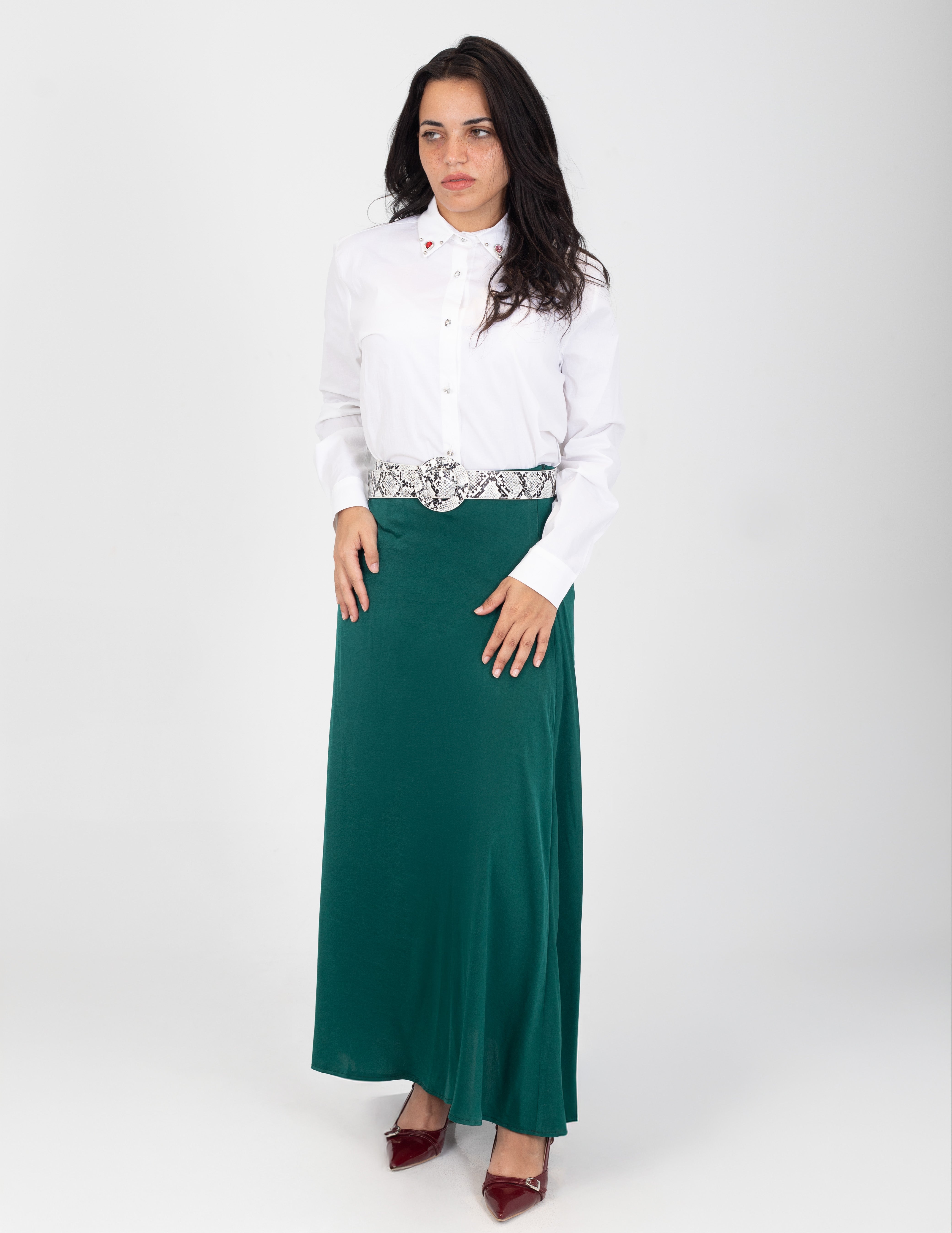 Satin Midi Skirt w162924