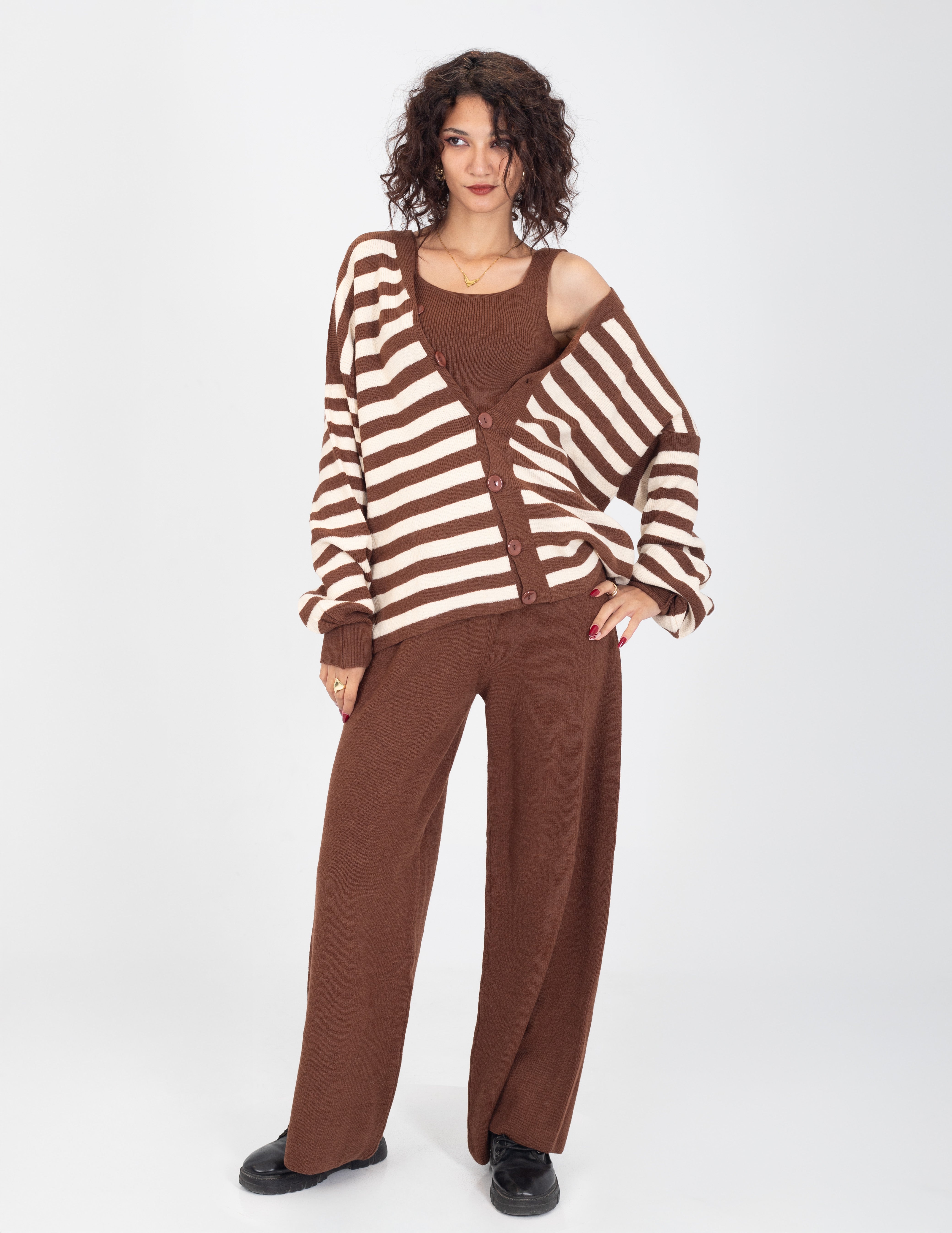 Three-Piece Striped Knit Set w16252743