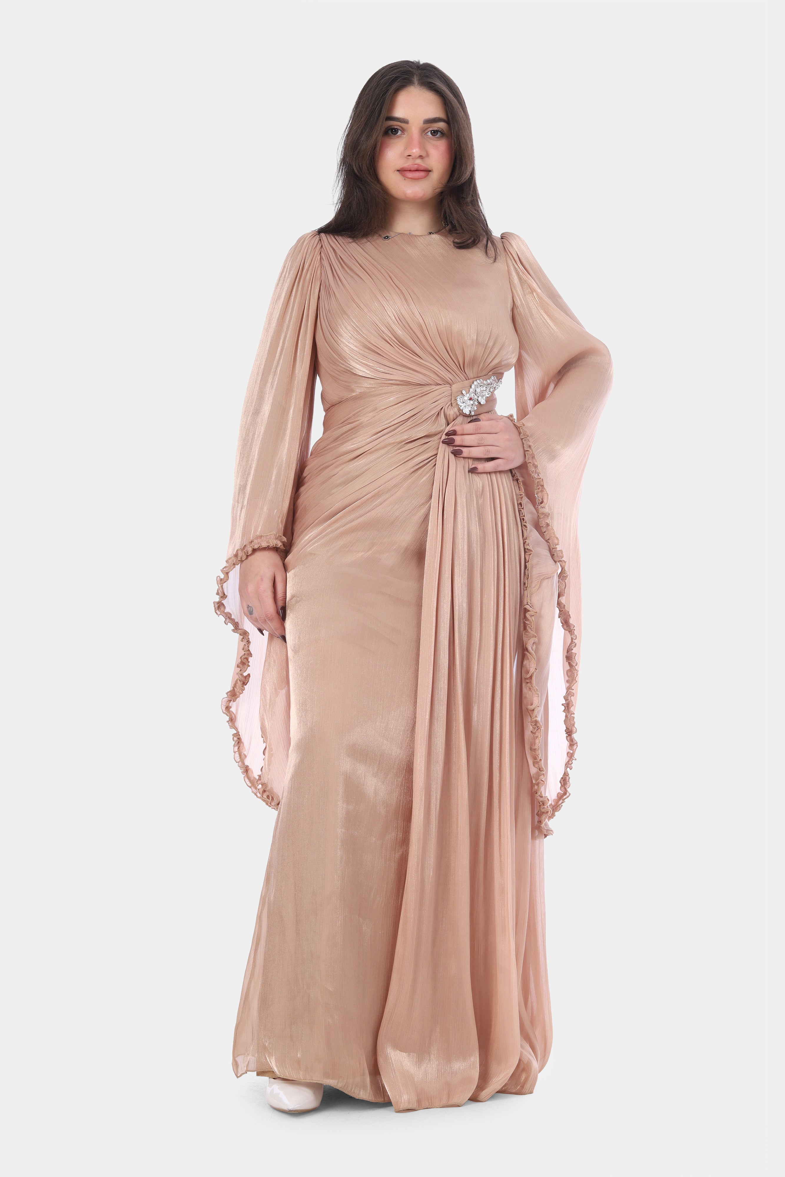 Elegant Evening Maxi Dress with Wide Sleeves 7031018