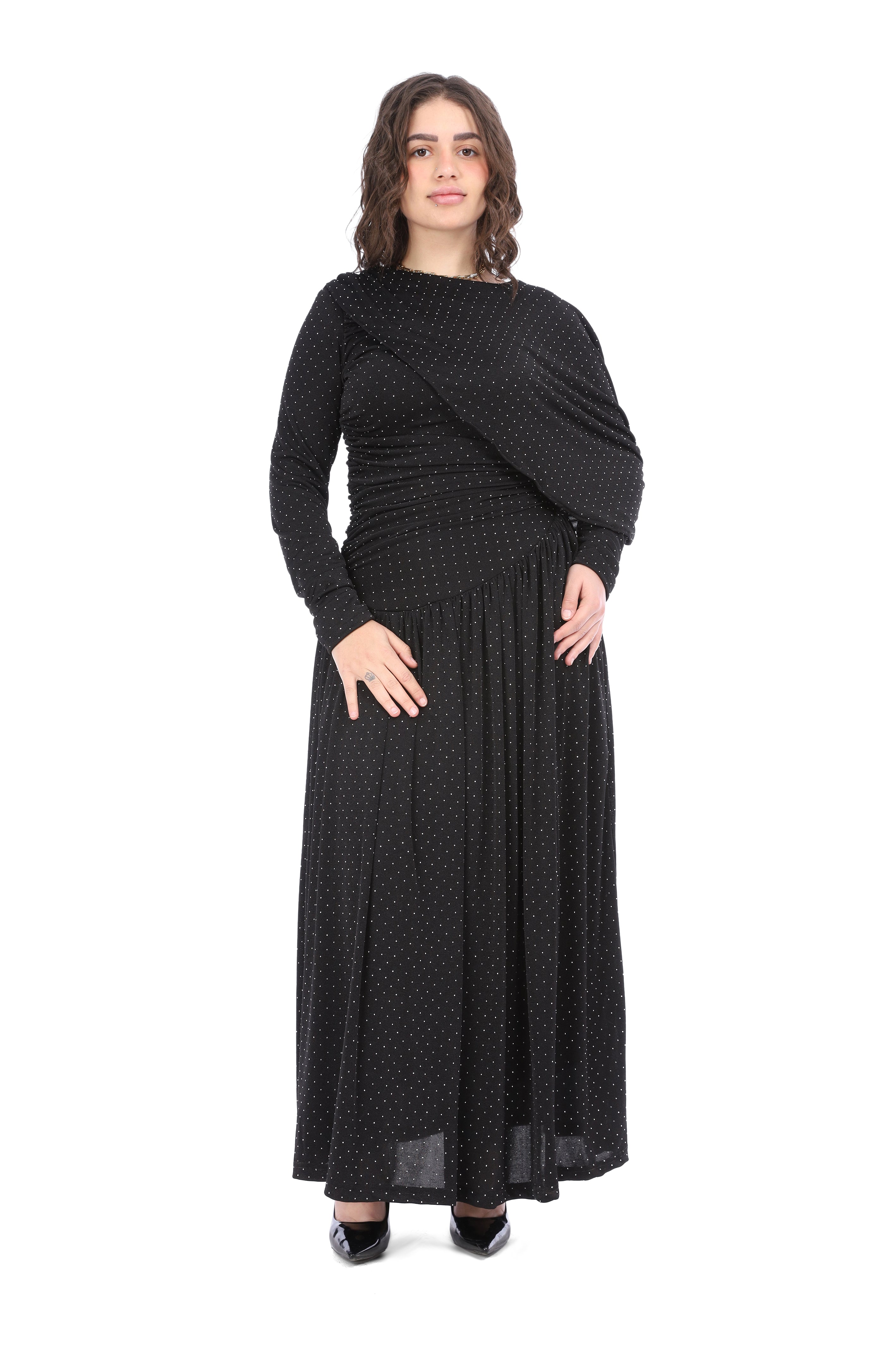 Polka Dot Evening Maxi Dress 2000/039