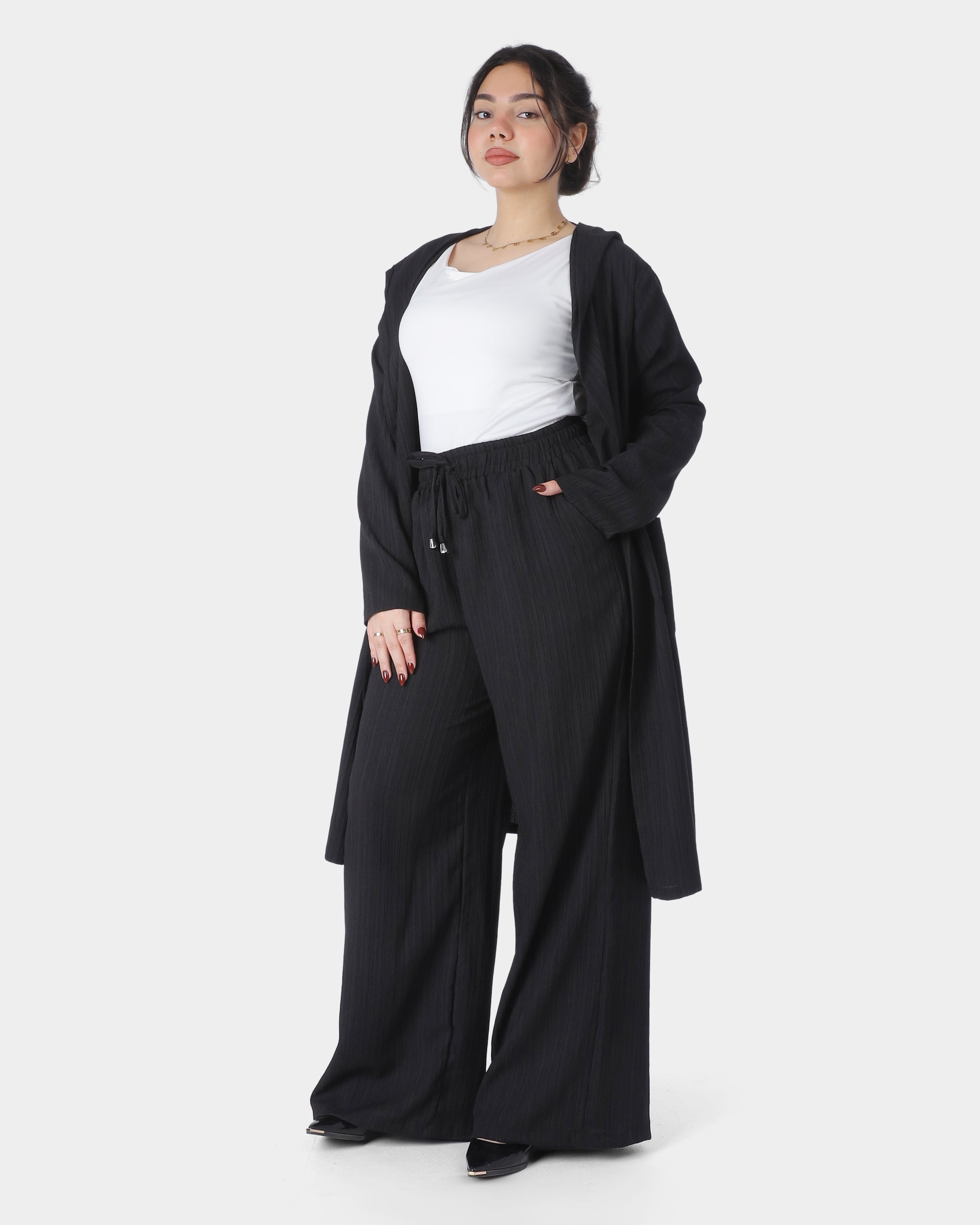 Long Open Front Hooded Cardigan 2000/054/2