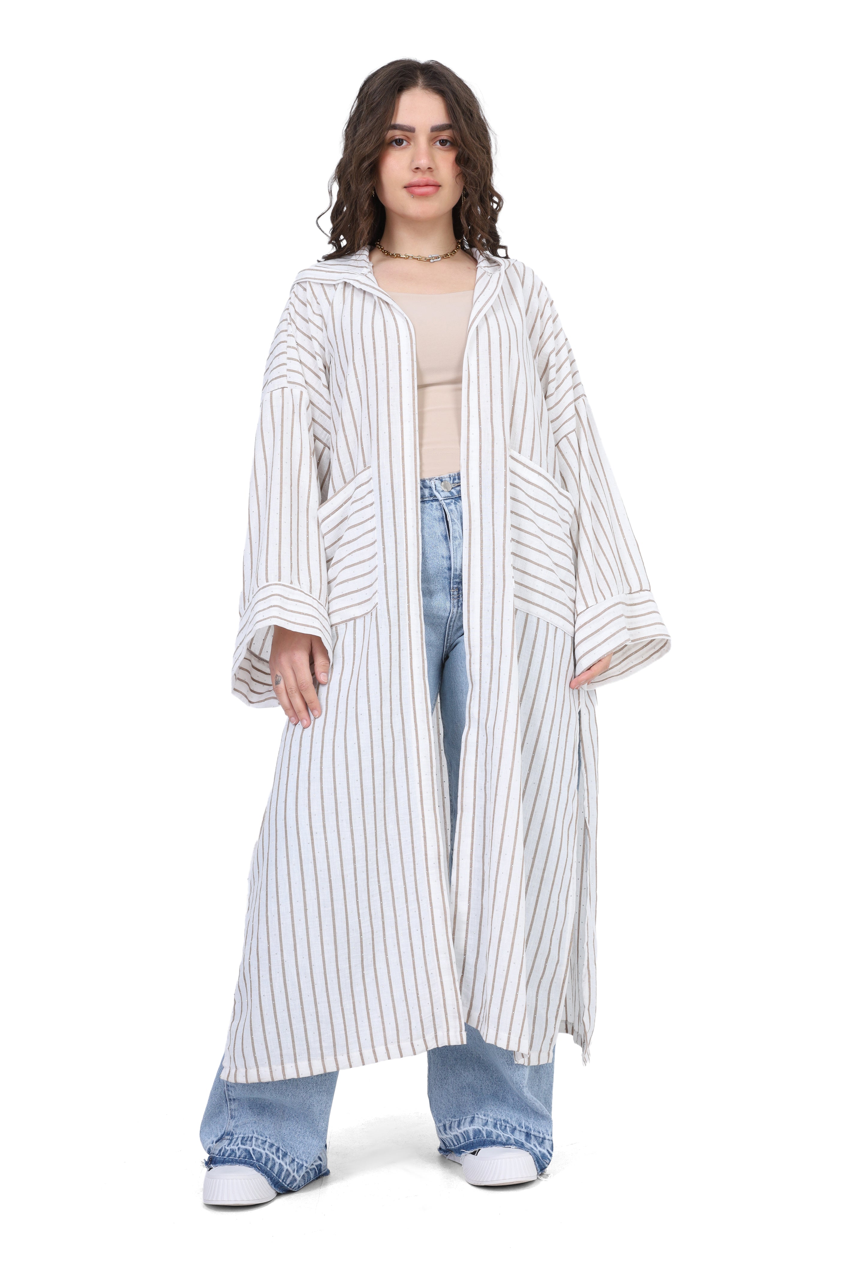Long Open Front Cardigan with Shiny Dots 2000/072
