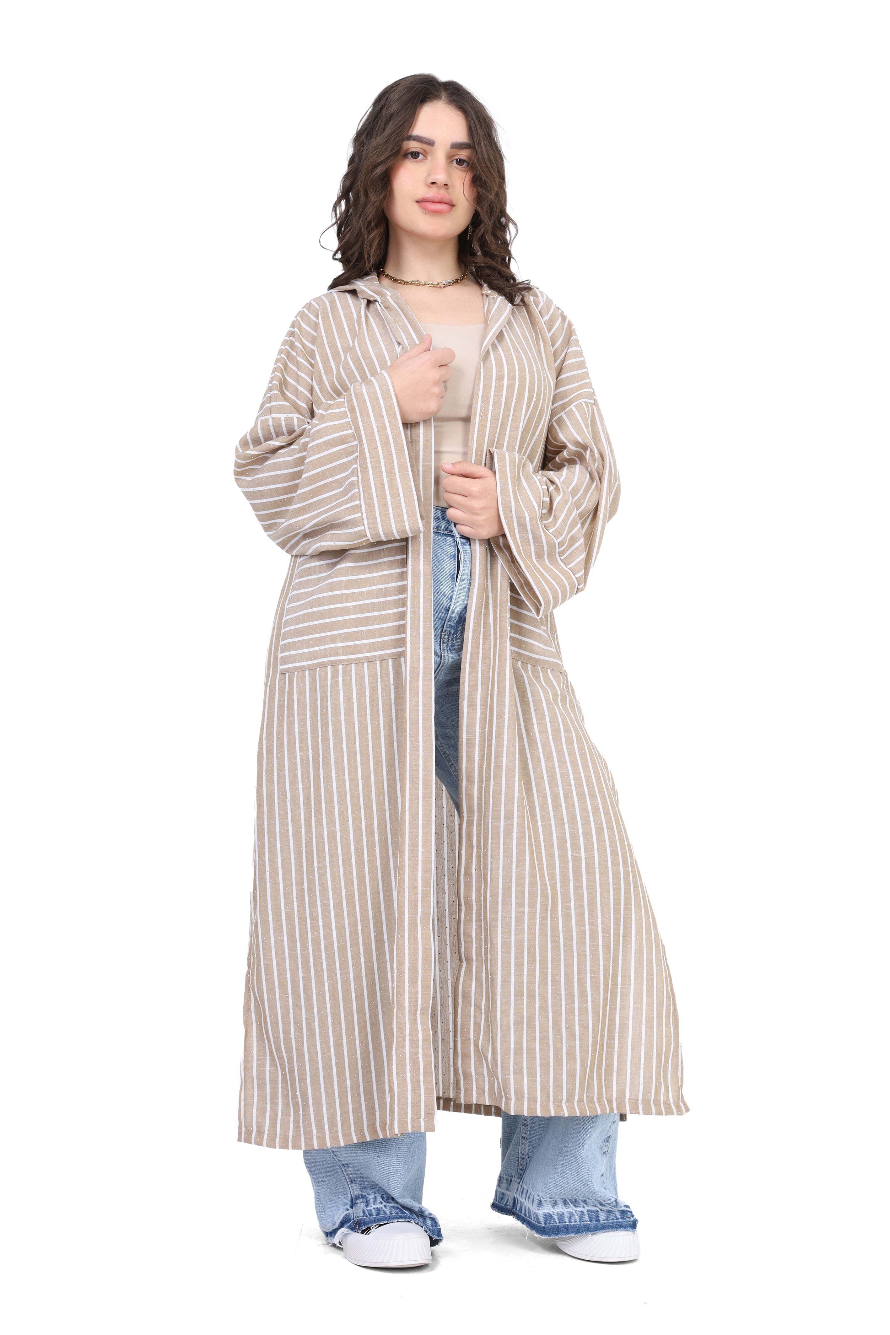 Long Open Front Cardigan with Shiny Dots 2000/072