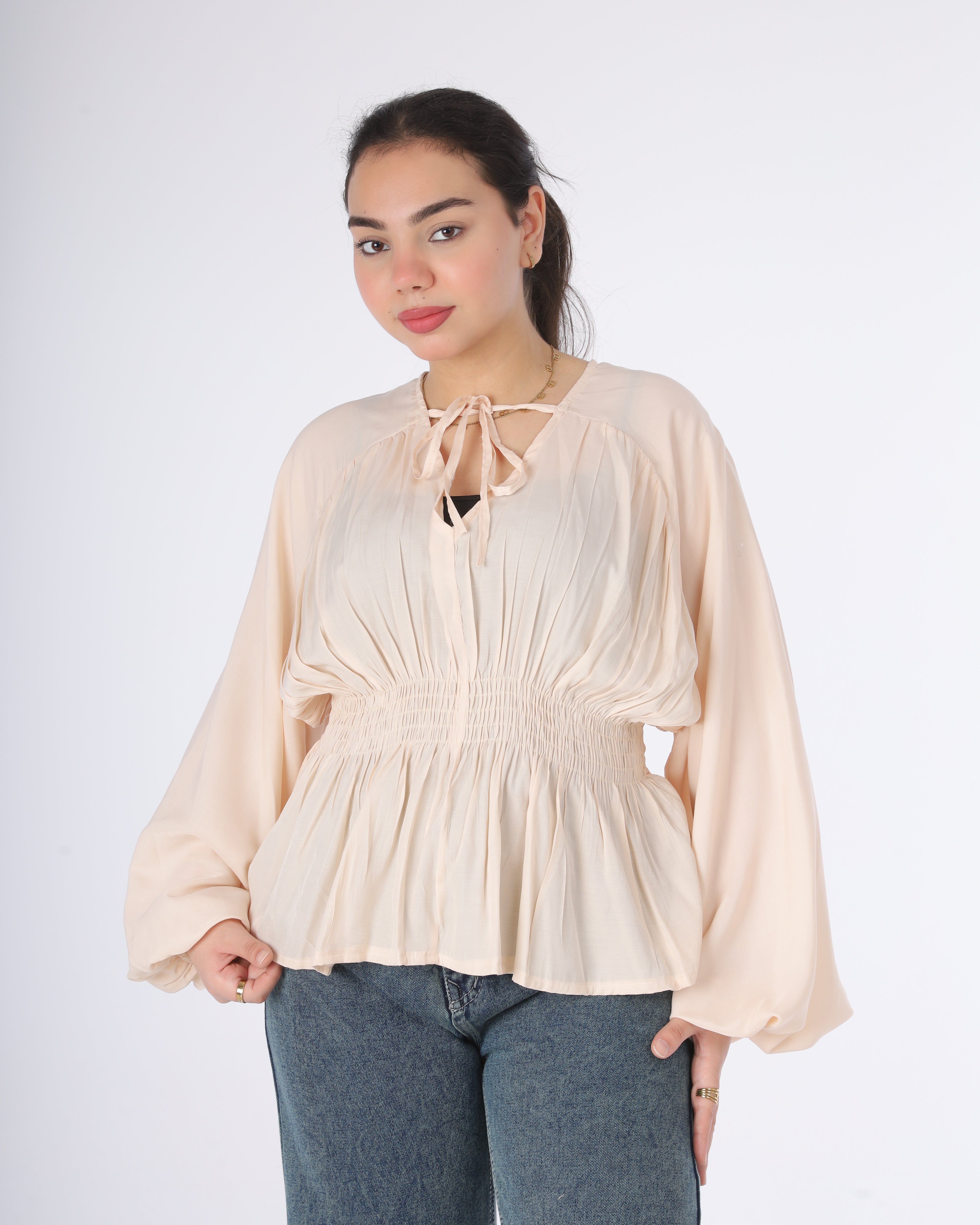 Cropped Blouse with Elastic Waist  2000/063/1