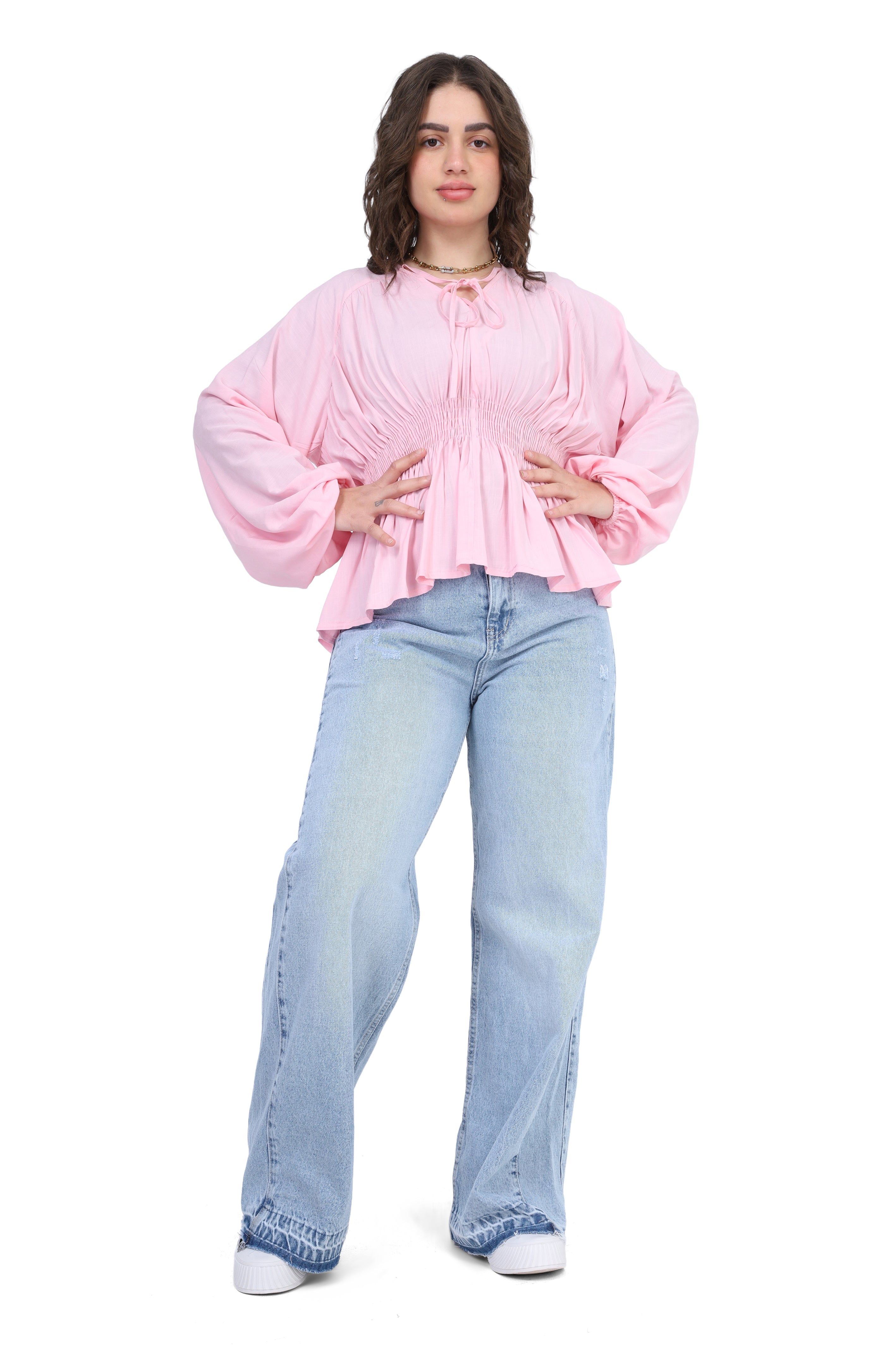 Cropped Blouse with Elastic Waist 2000/063