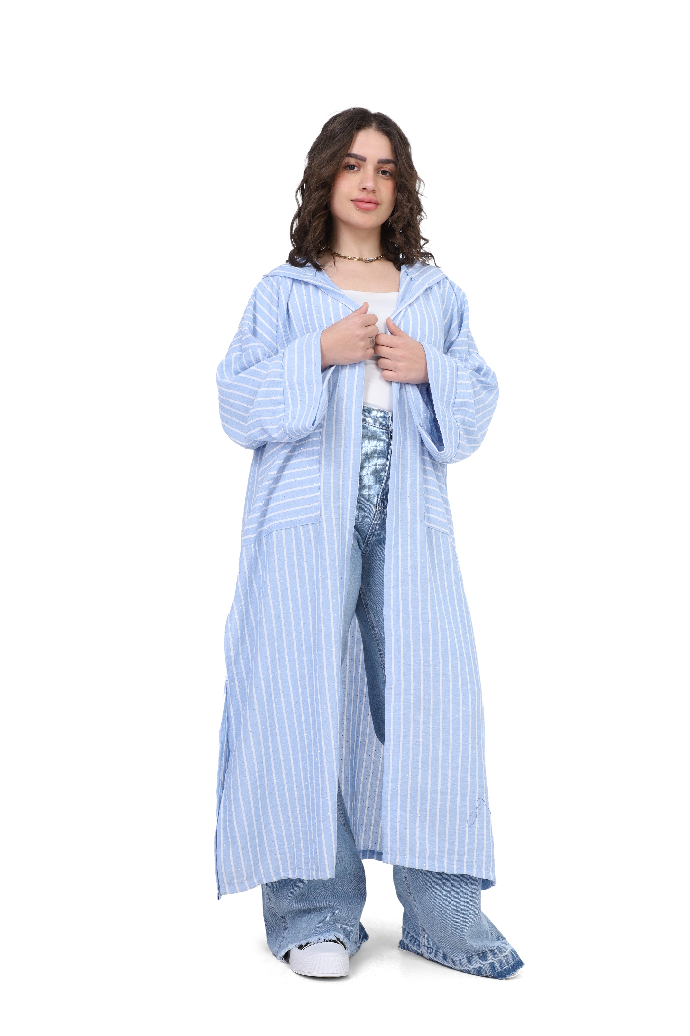 Long Open Front Cardigan with Shiny Dots 2000/072