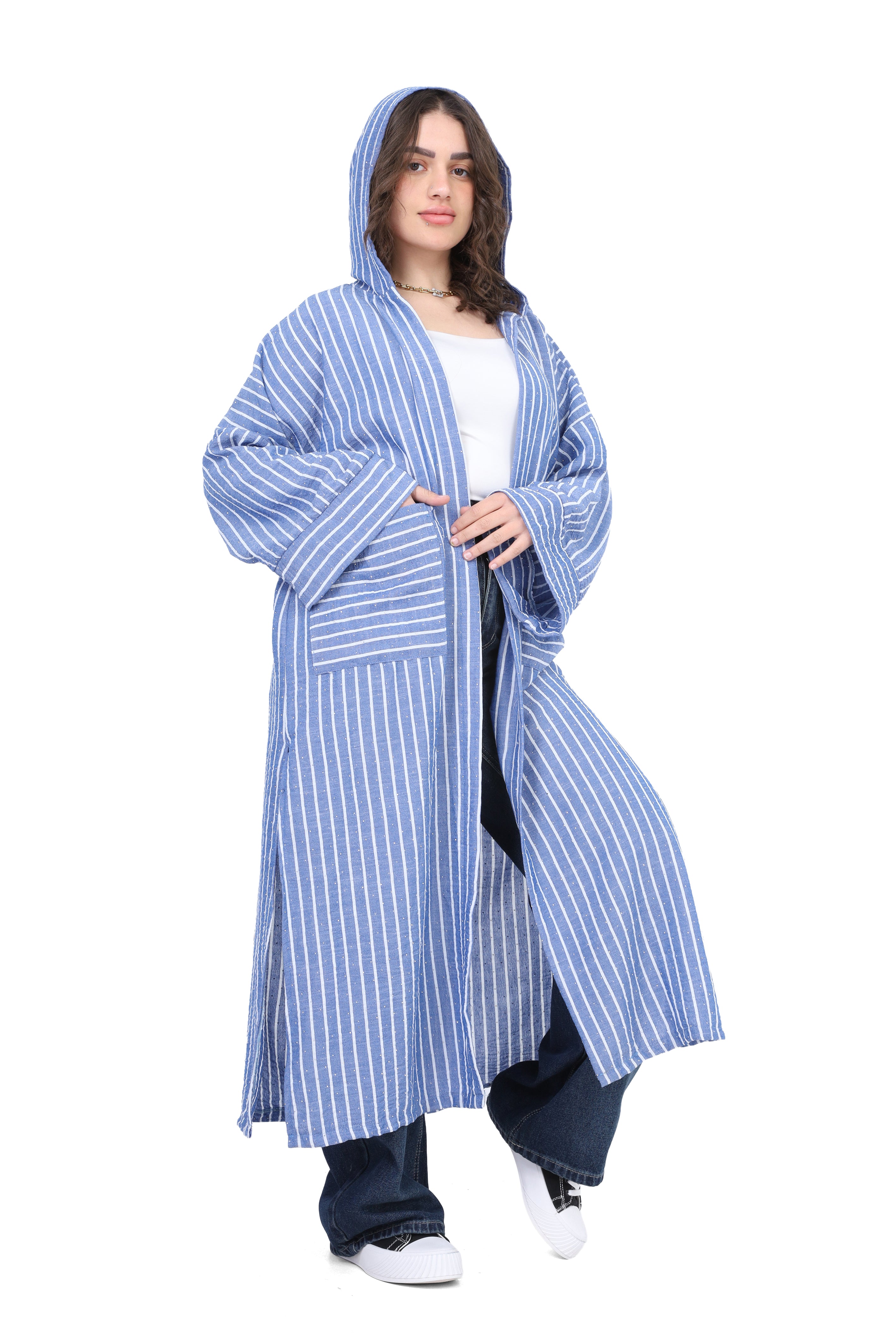 Long Open Front Cardigan with Shiny Dots 2000/072