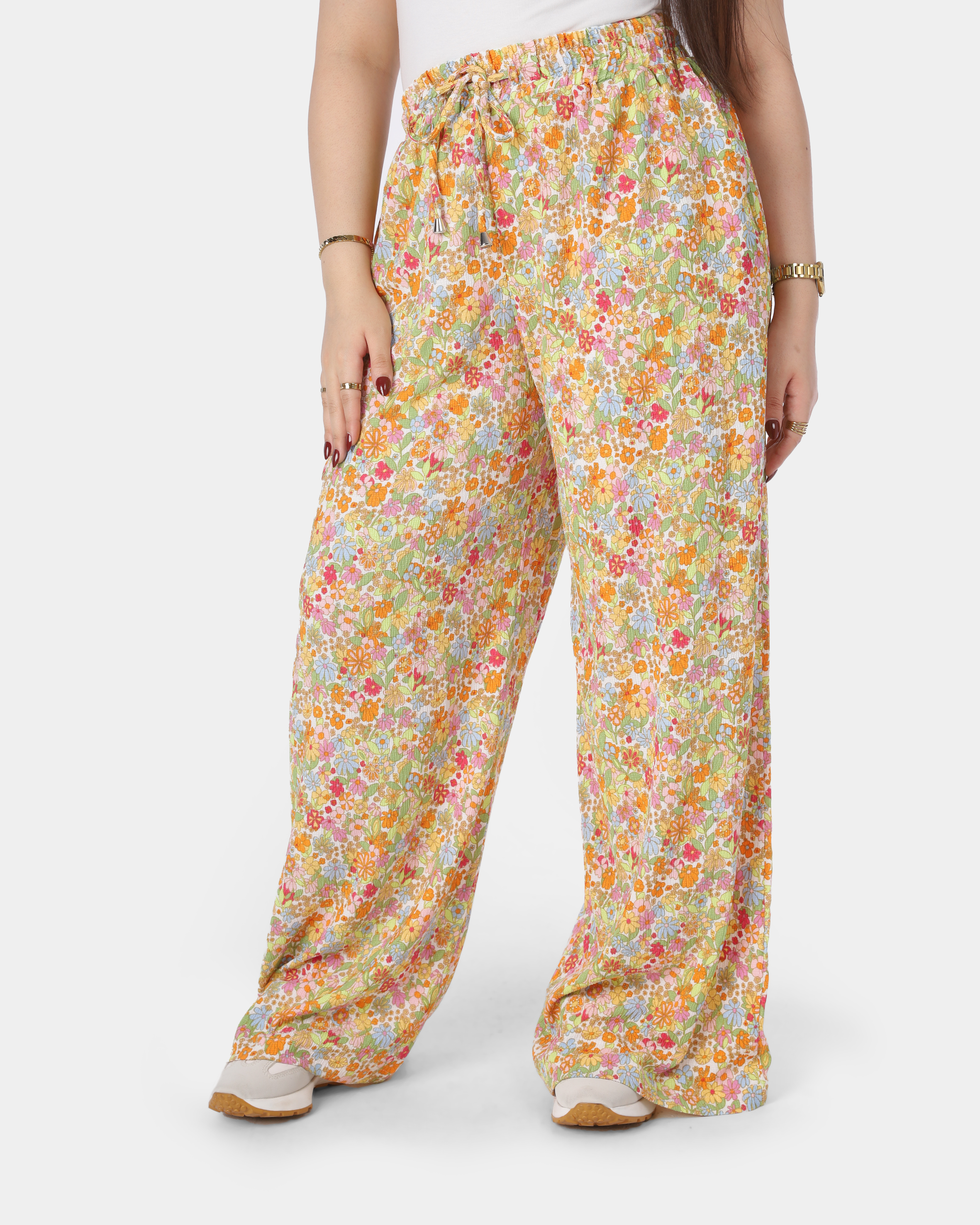 Colorful Floral Print Wide Leg Trousers 2000/111/25