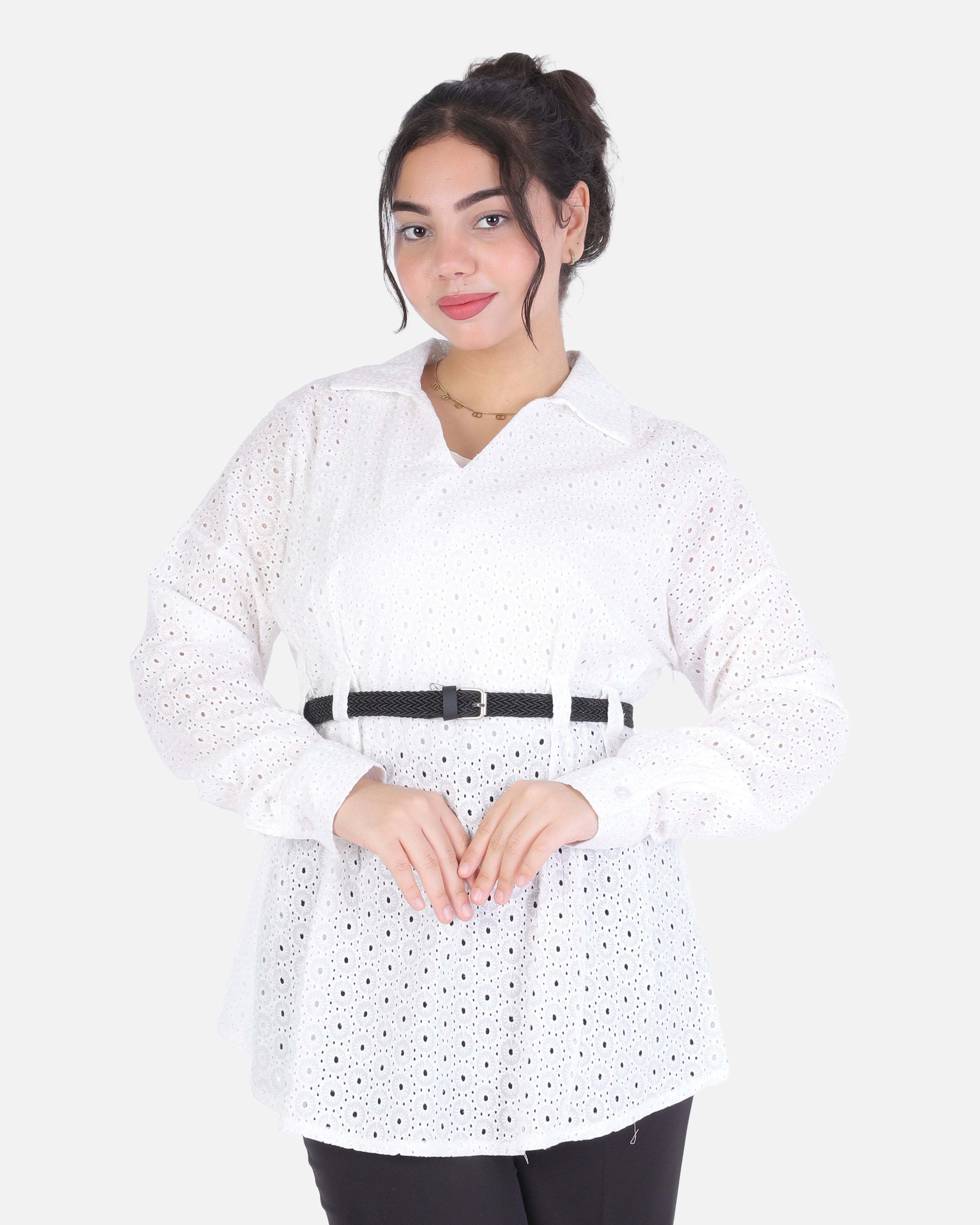 Long Sleeve Blouse with Waist Belt 2000/119/2