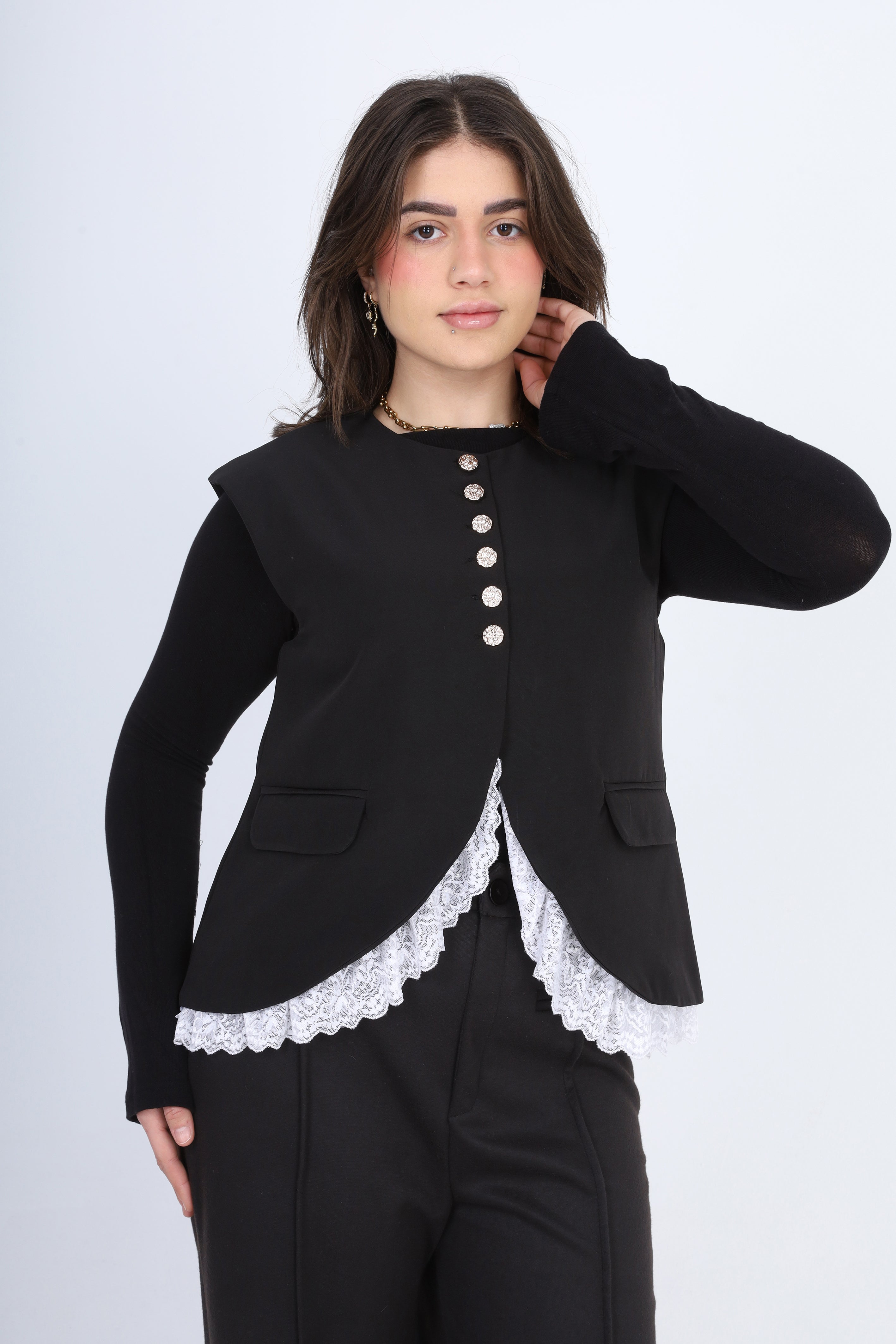 Buttoned Sleeveless Blazer Vest 2000/126