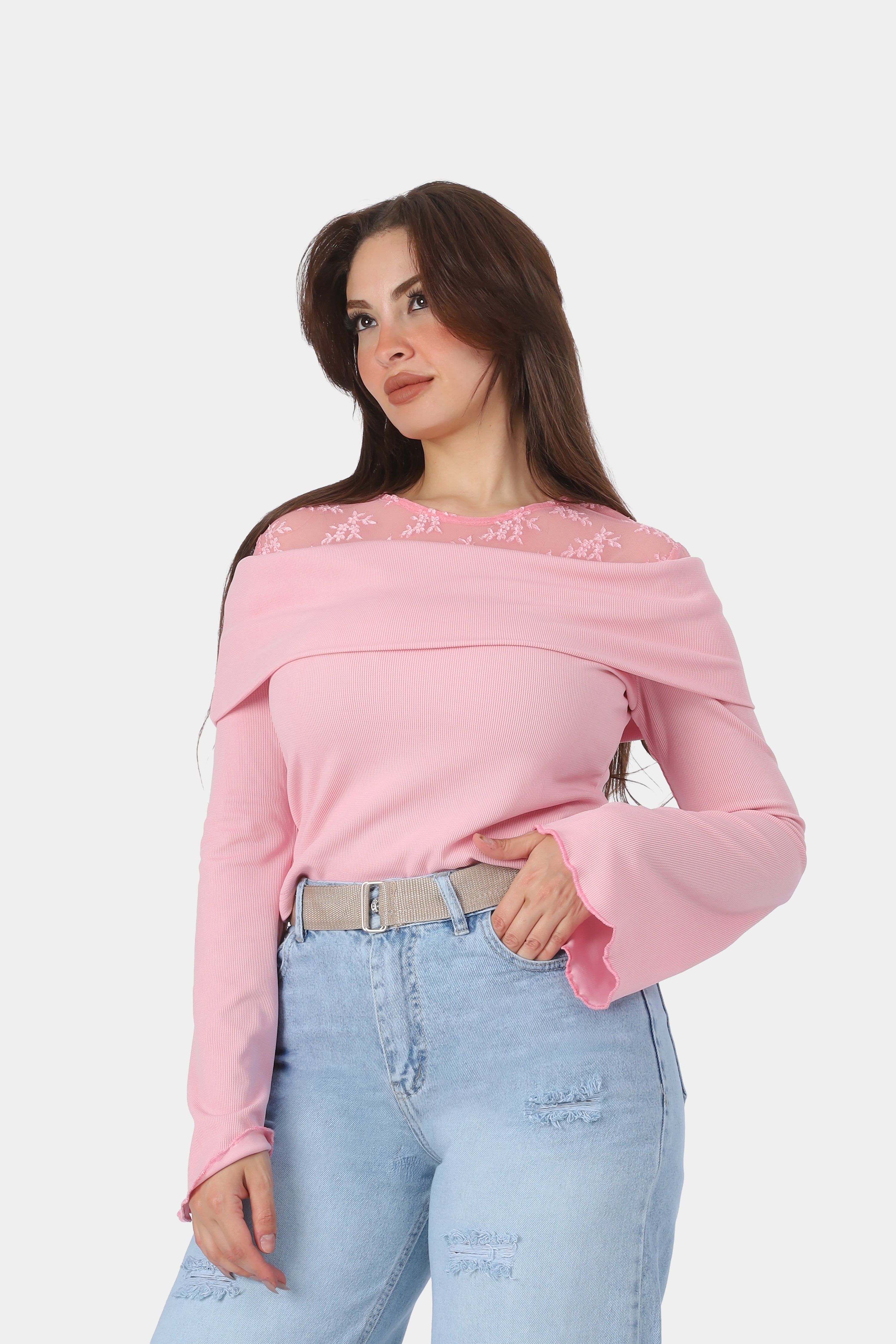 Off-Shoulder Ribbed Blouse 2000/136