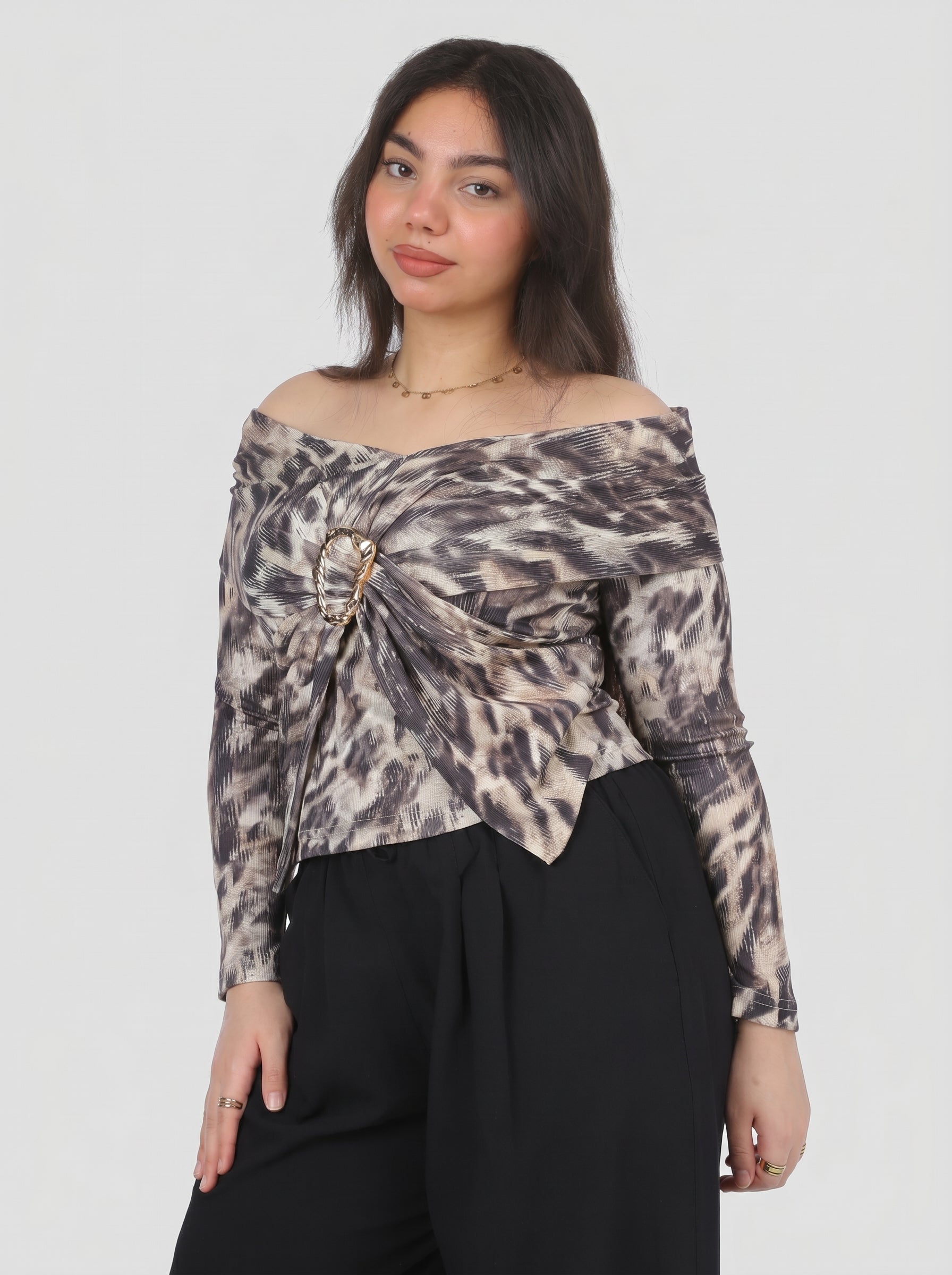 Leopard Print Off-Shoulder Top 2000/186/2