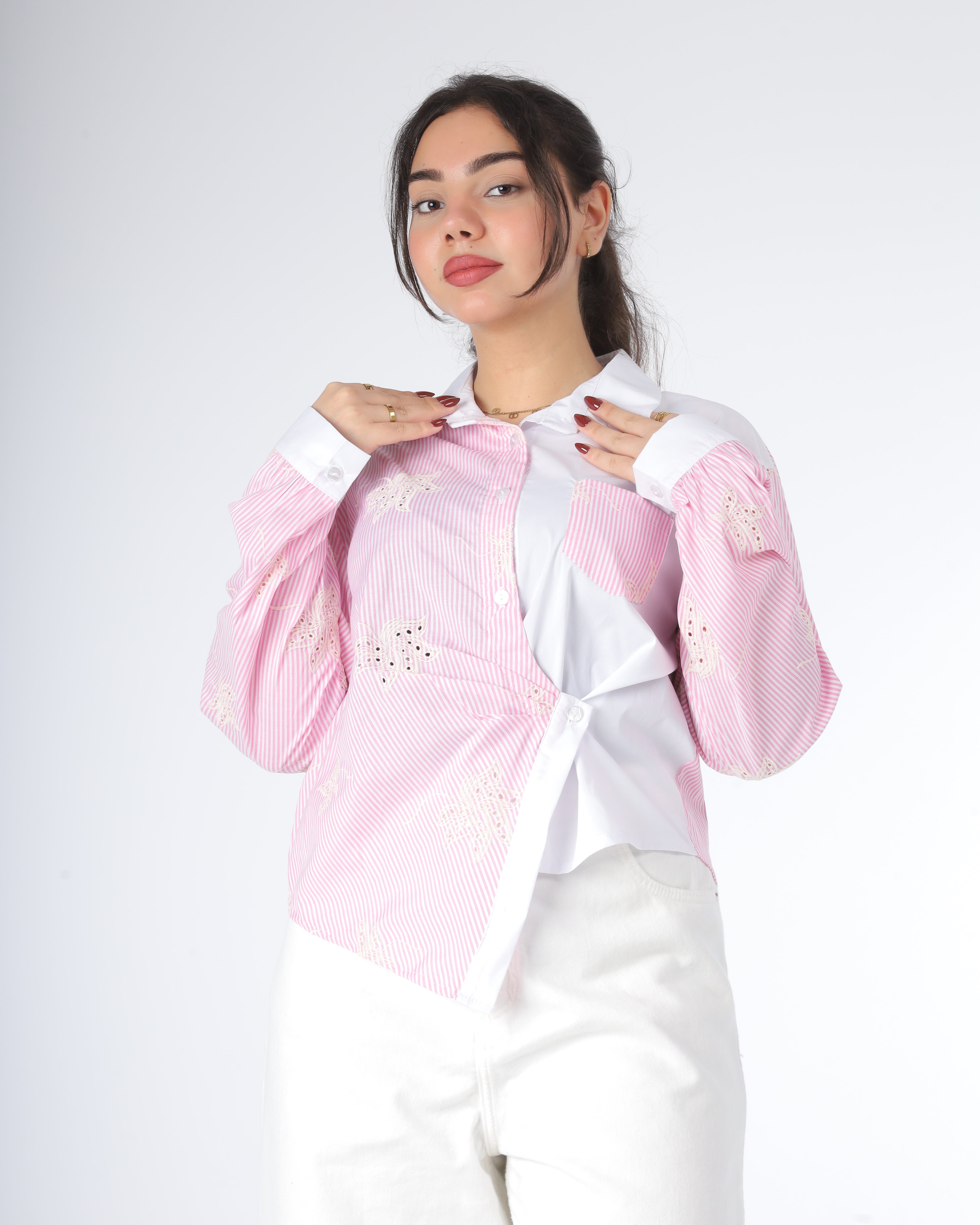 Asymmetrical Striped Blouse 2000/214