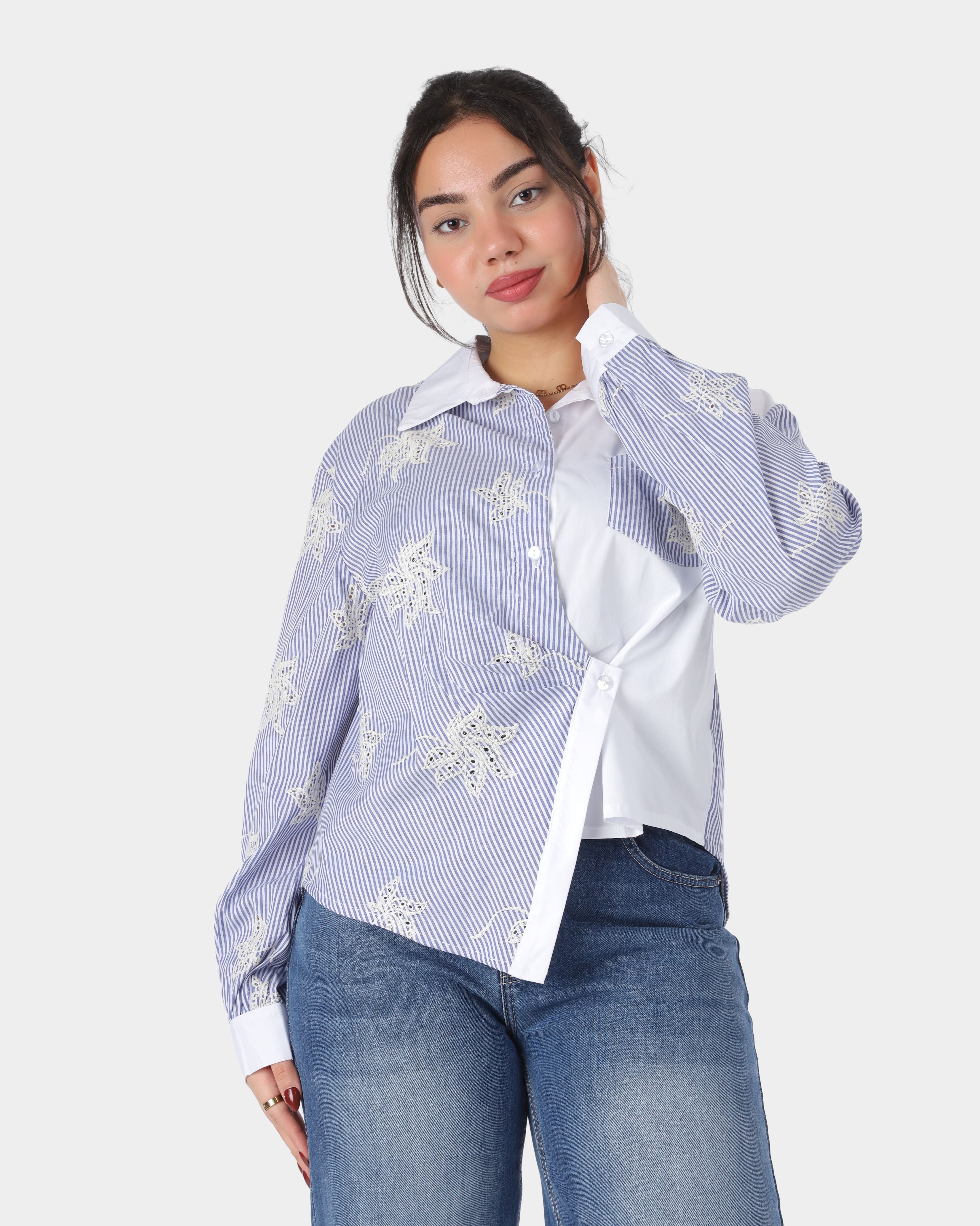 Asymmetrical Striped Blouse 2000/214