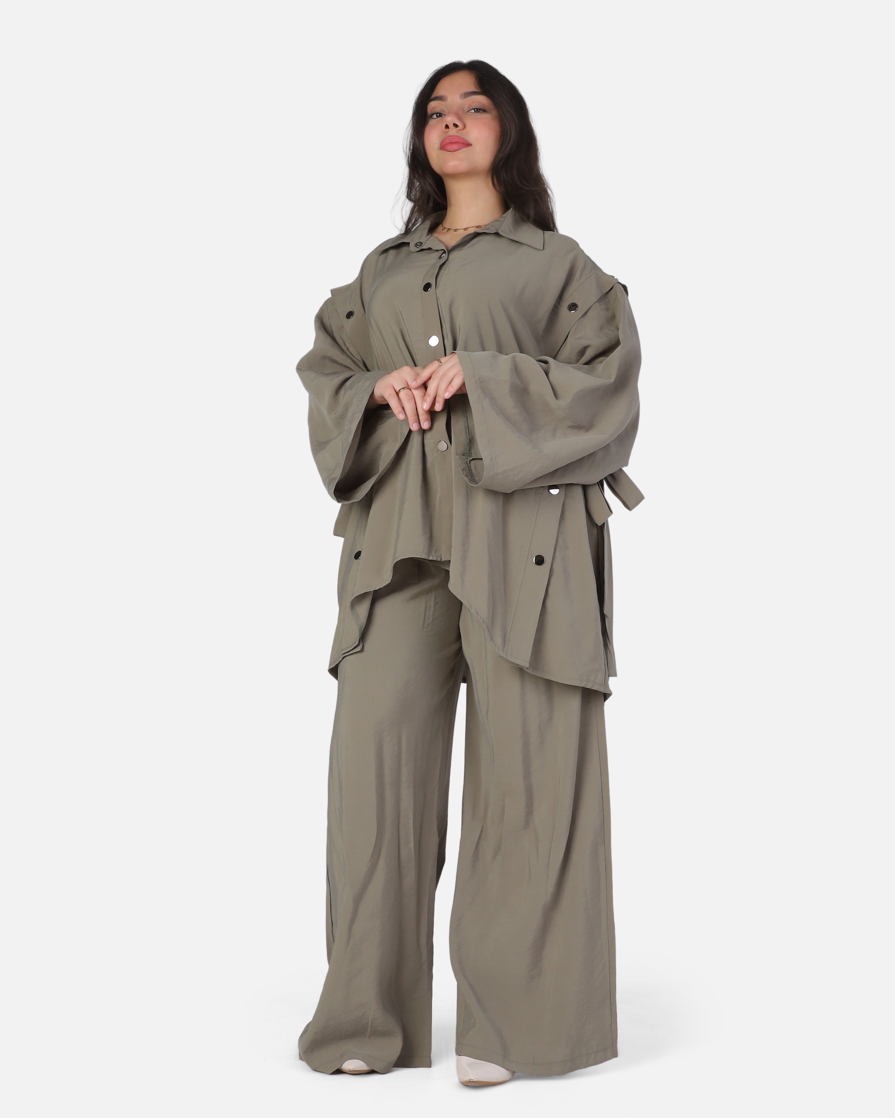 Oversized Utility Shirt & Wide-Leg Pants Set 2000/226