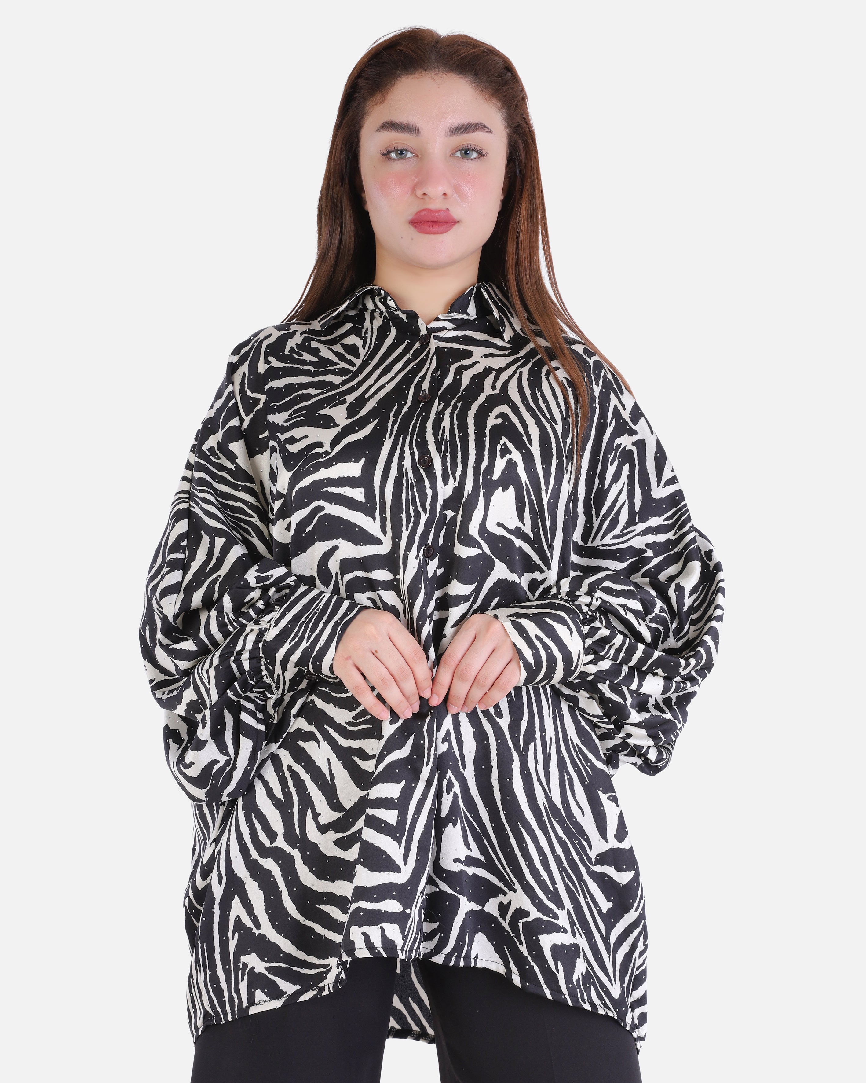 Printed Satin Shirt with Shiny Dots 2000/283