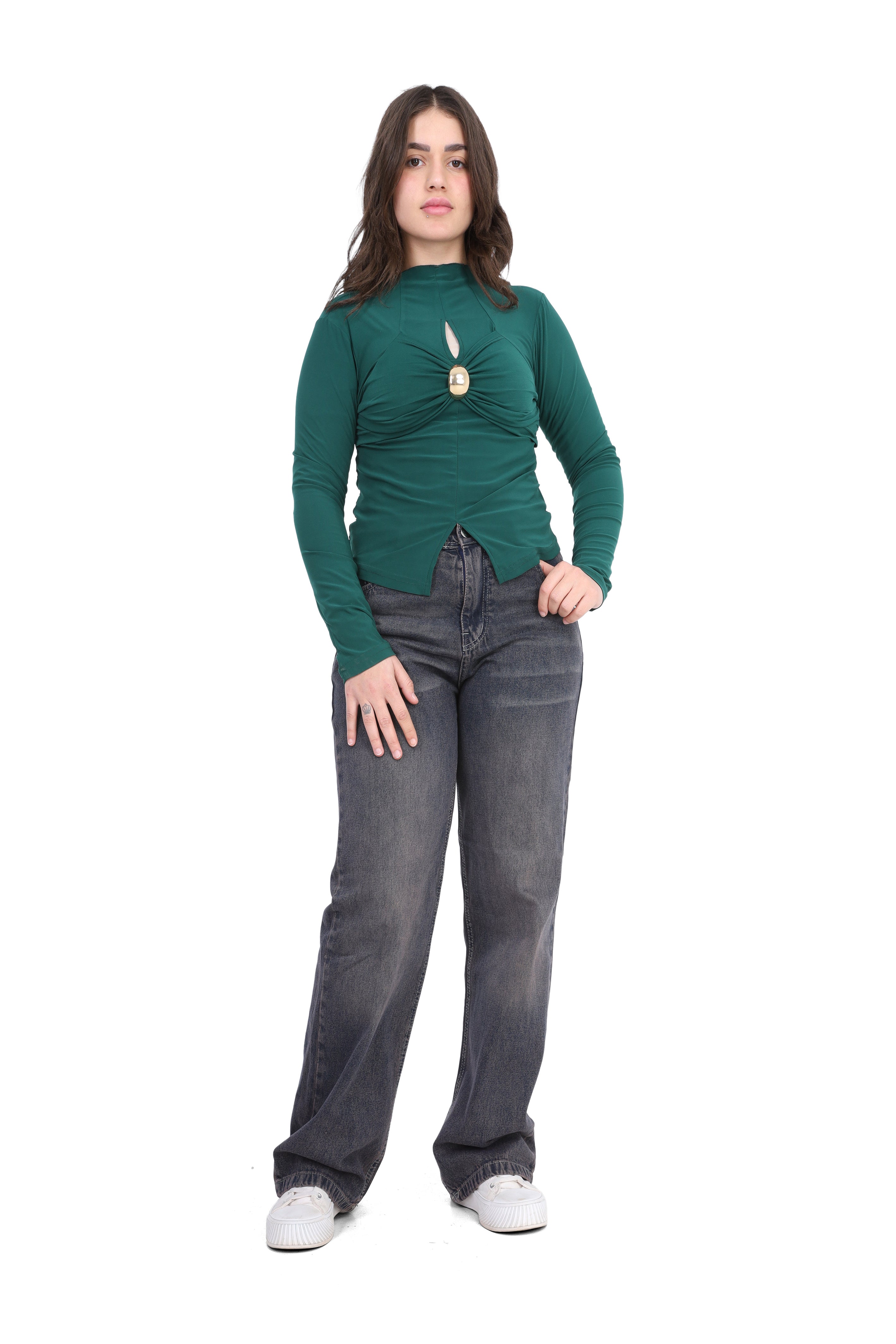 Elegant Long Sleeve Split Hem Top 2002/019