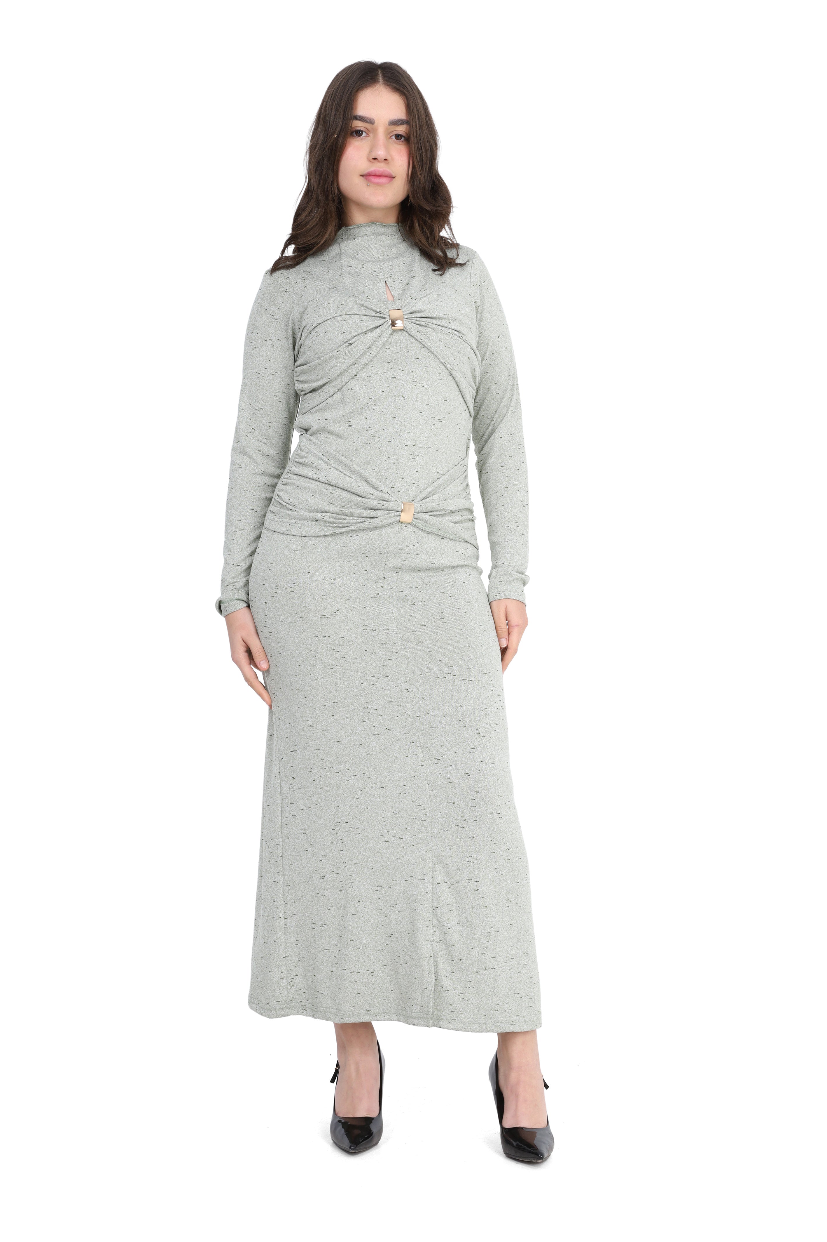 Long Sleeve Ruched Maxi Dress 2002/066