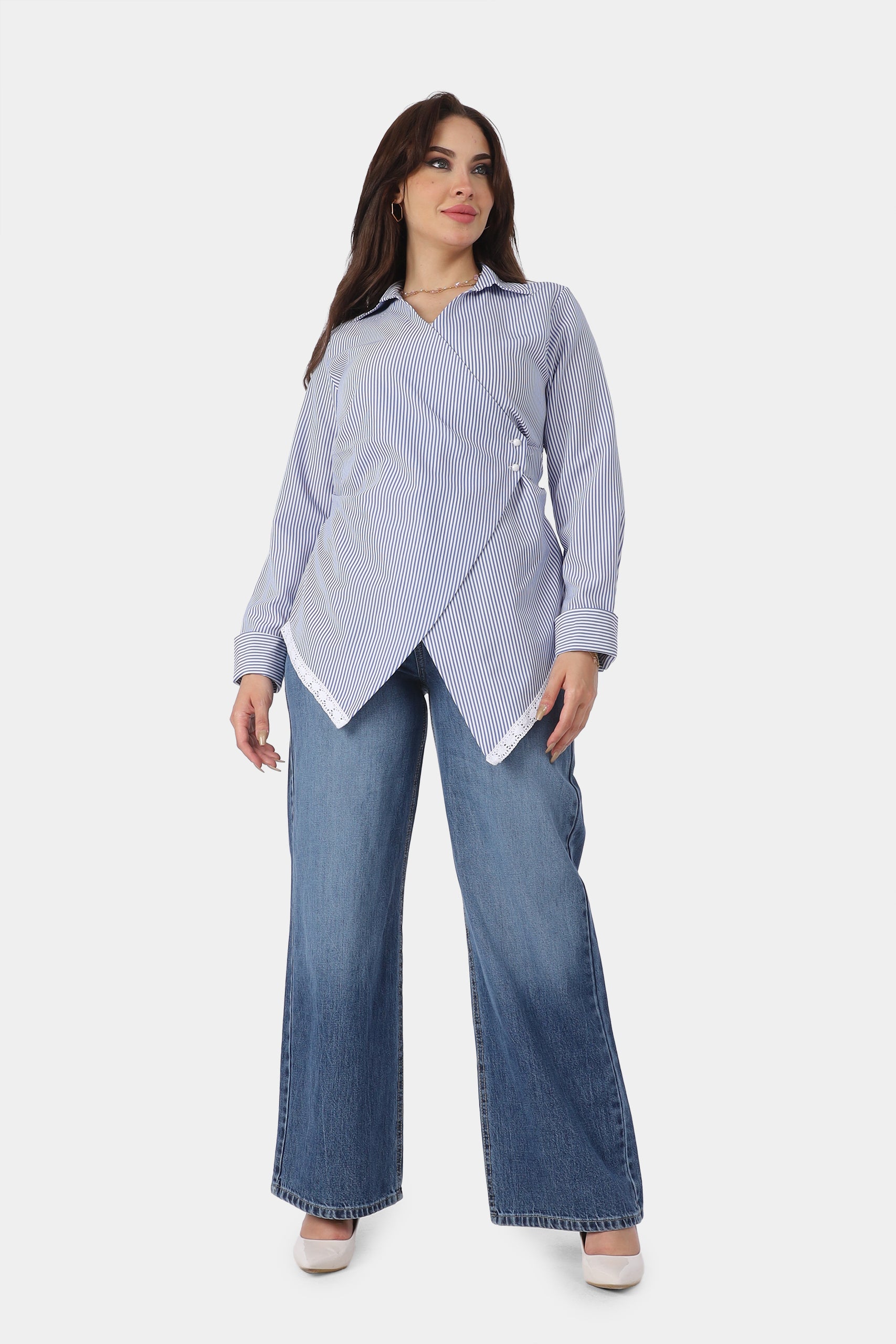 Asymmetric Striped Blouse 2002/142