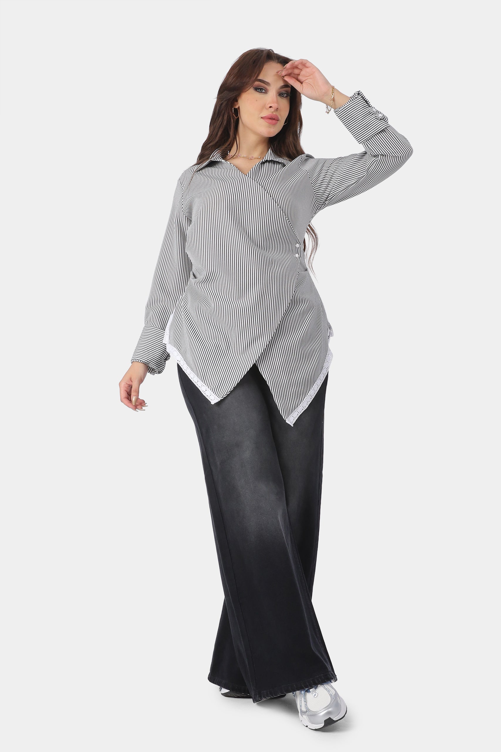 Asymmetric Striped Blouse 2002/142