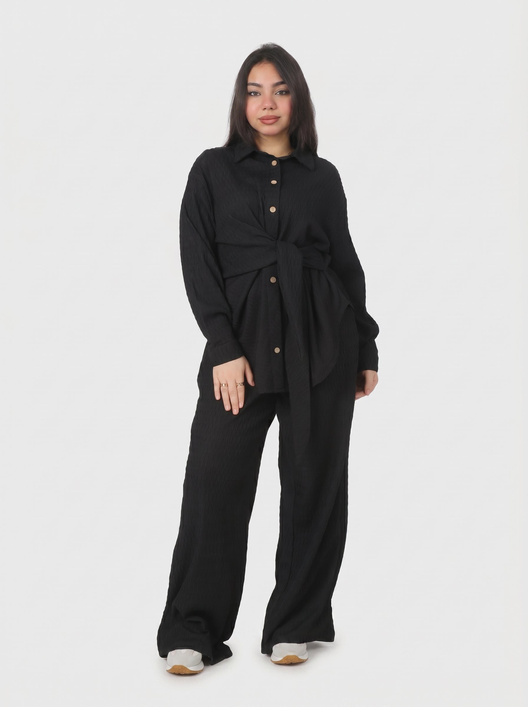 Side-Tie Blouse & Wide-Leg Pants Co-Ord Set 2002/143
