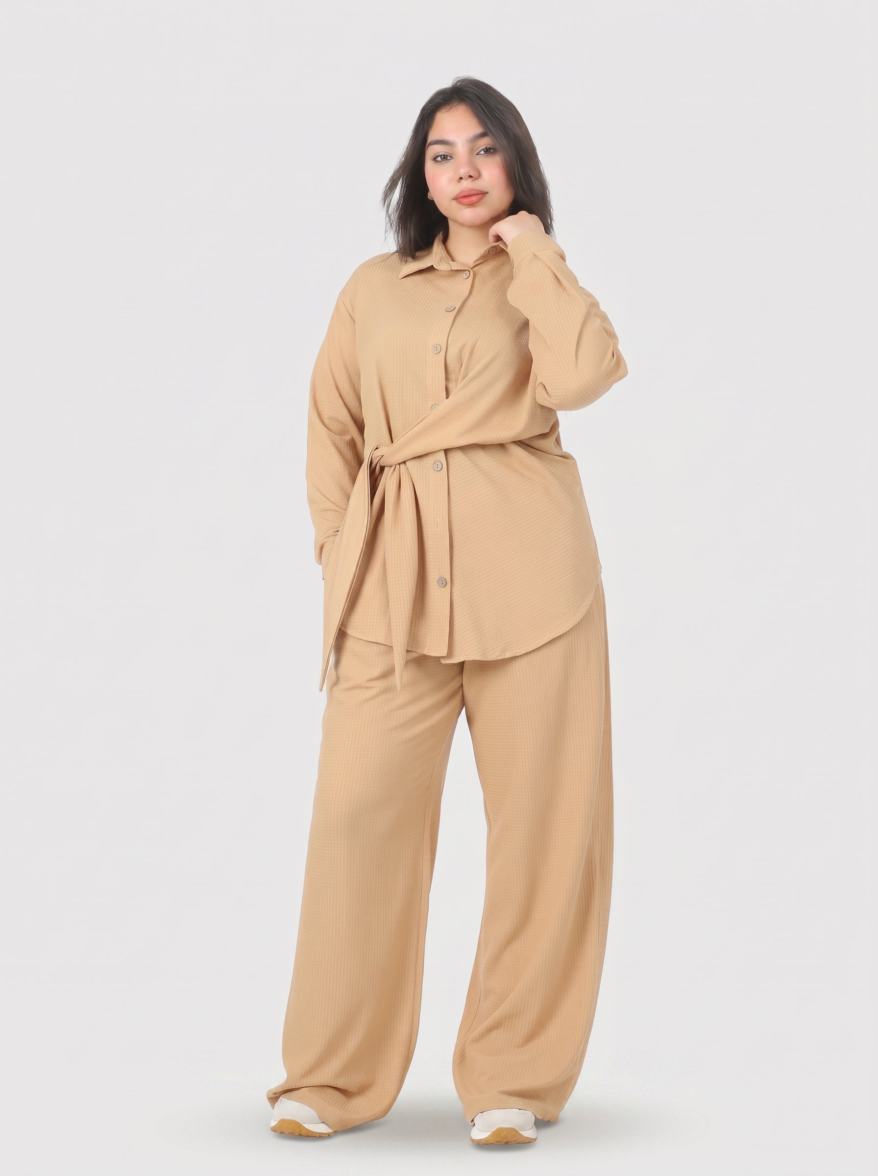 Side-Tie Blouse & Wide-Leg Pants Co-Ord Set 2002/159