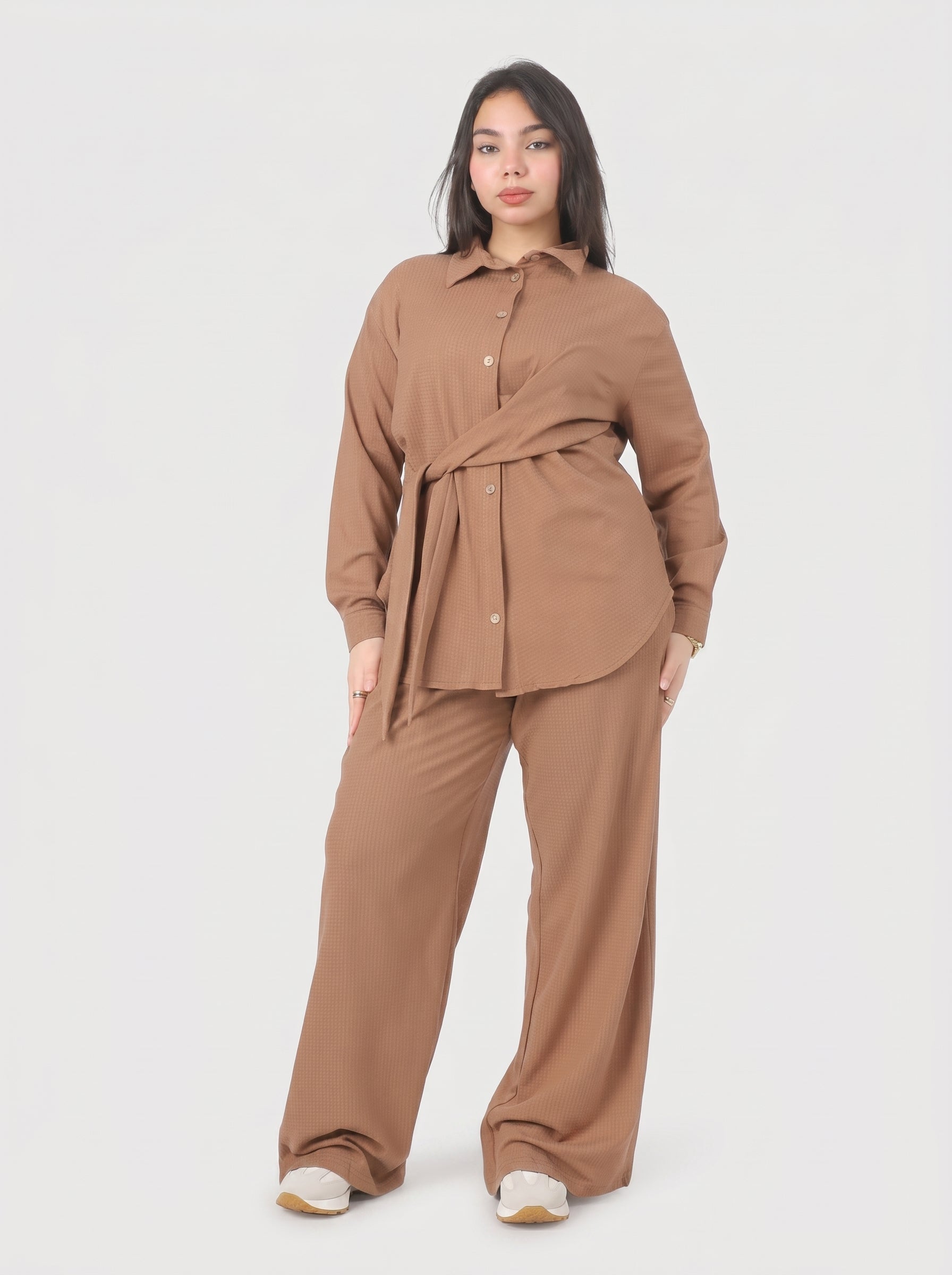 Side-Tie Blouse & Wide-Leg Pants Co-Ord Set 2002/159