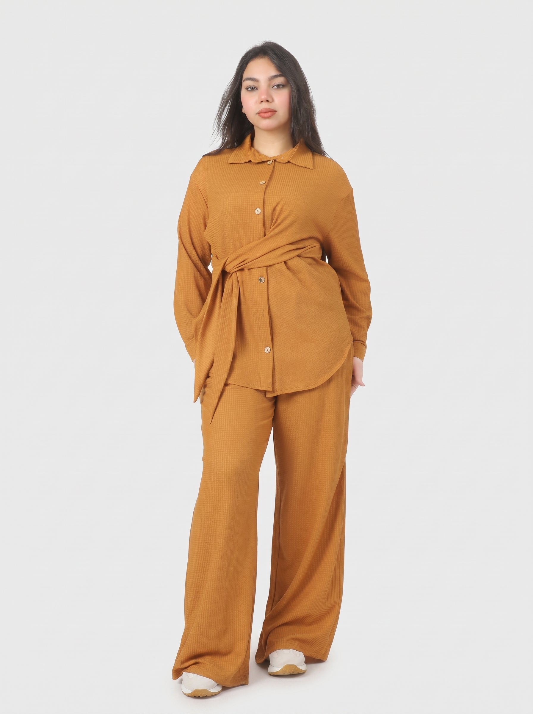 Side-Tie Blouse & Wide-Leg Pants Co-Ord Set 2002/159