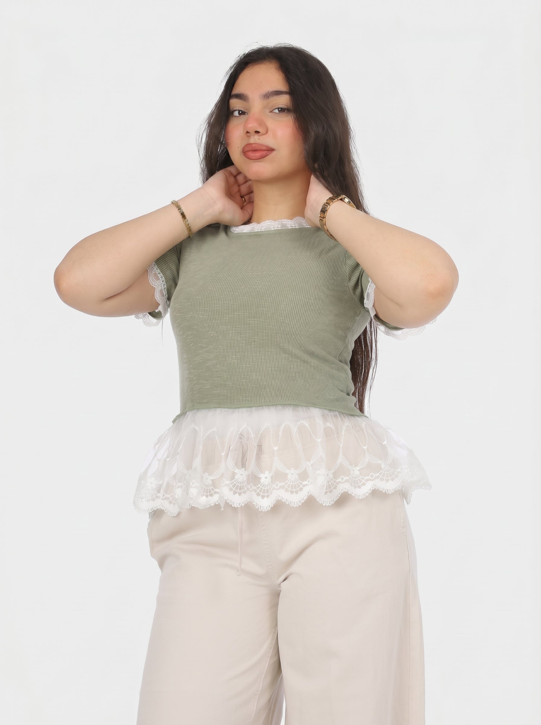 Half Sleeve Lace Detail Blouse 2002/164