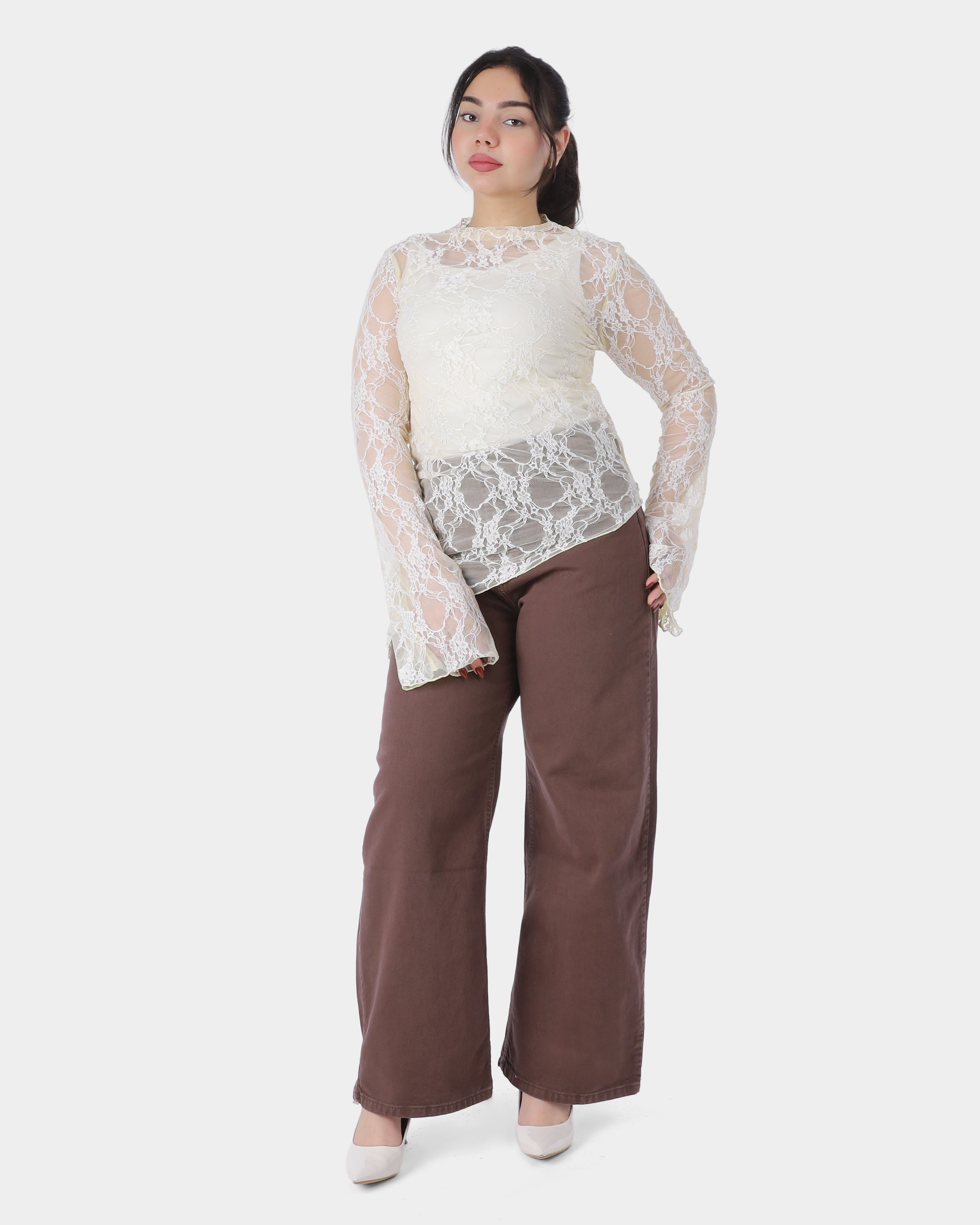 Asymmetrical Hem Lace Blouse 2002/193