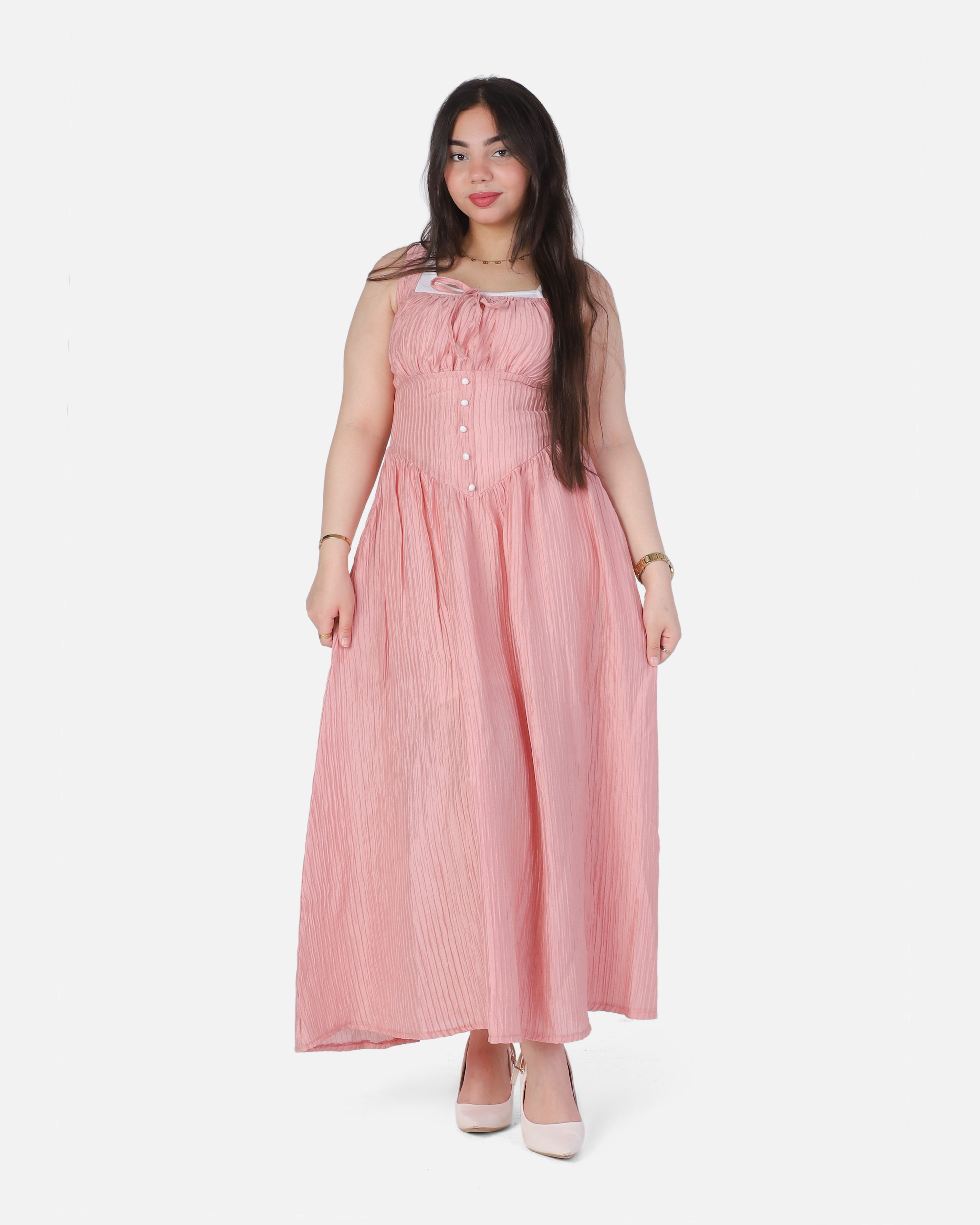 Sleeveless Pleated Corset Maxi Dress 2002/198