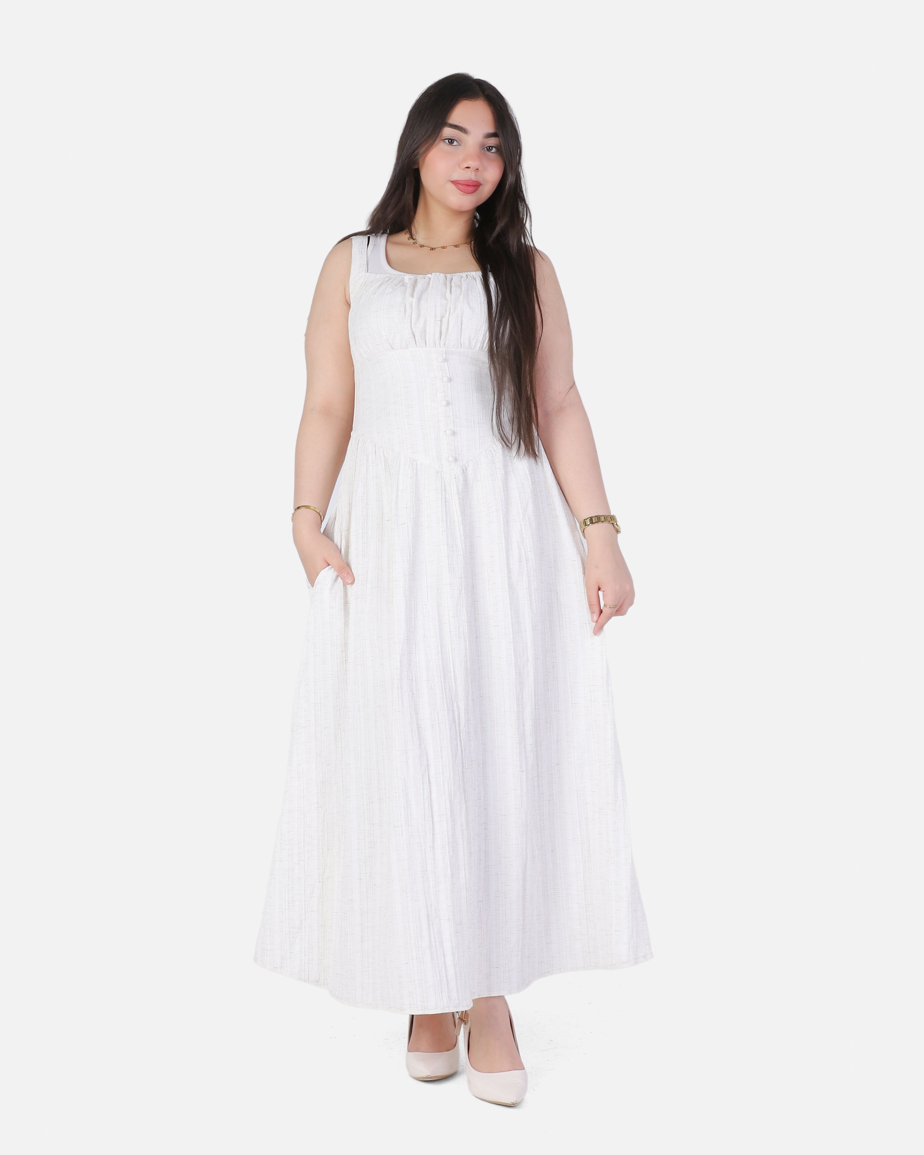 Sleeveless Pleated Corset Maxi Dress 2002/198