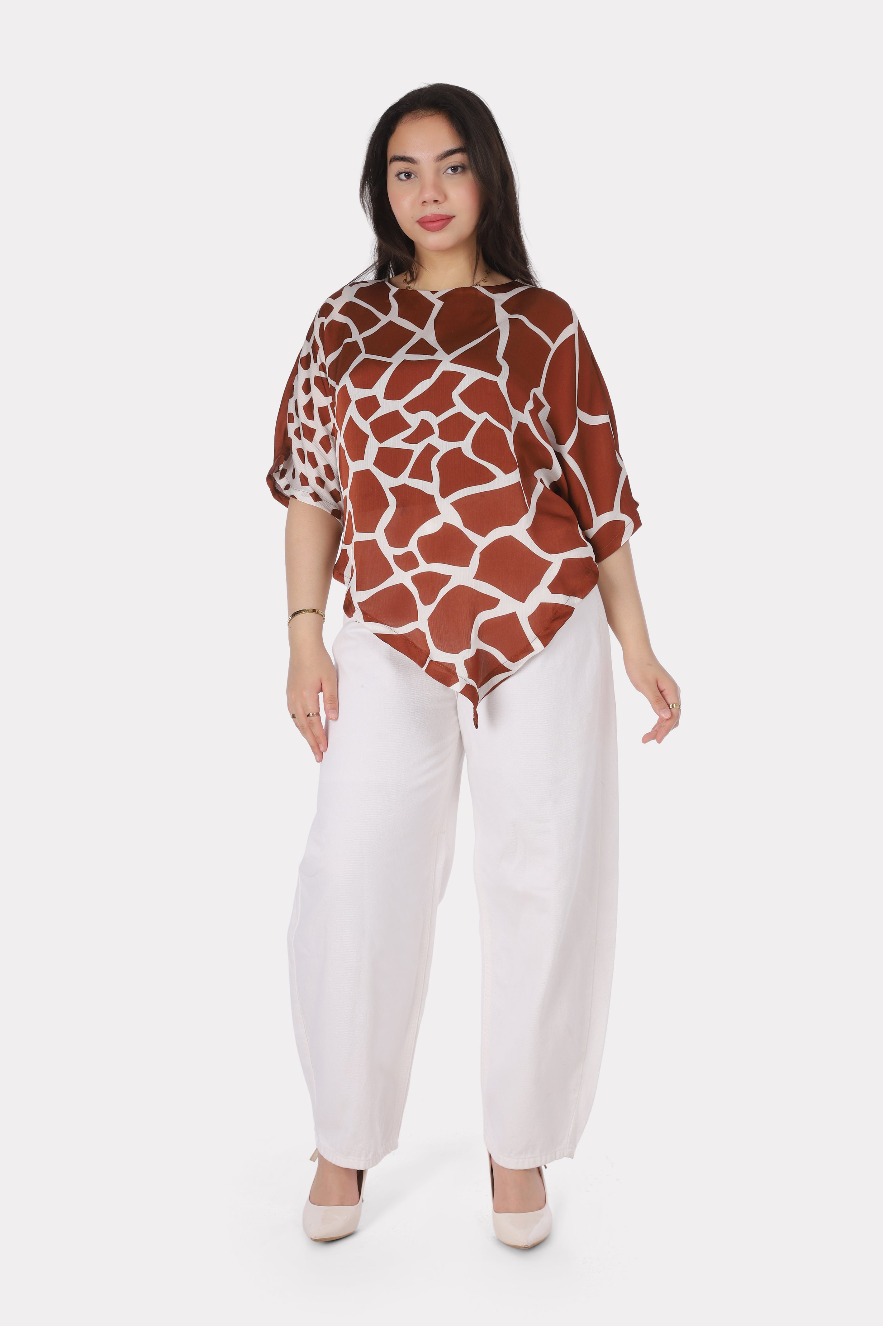 Abstract Print Asymmetric Blouse 2002/229