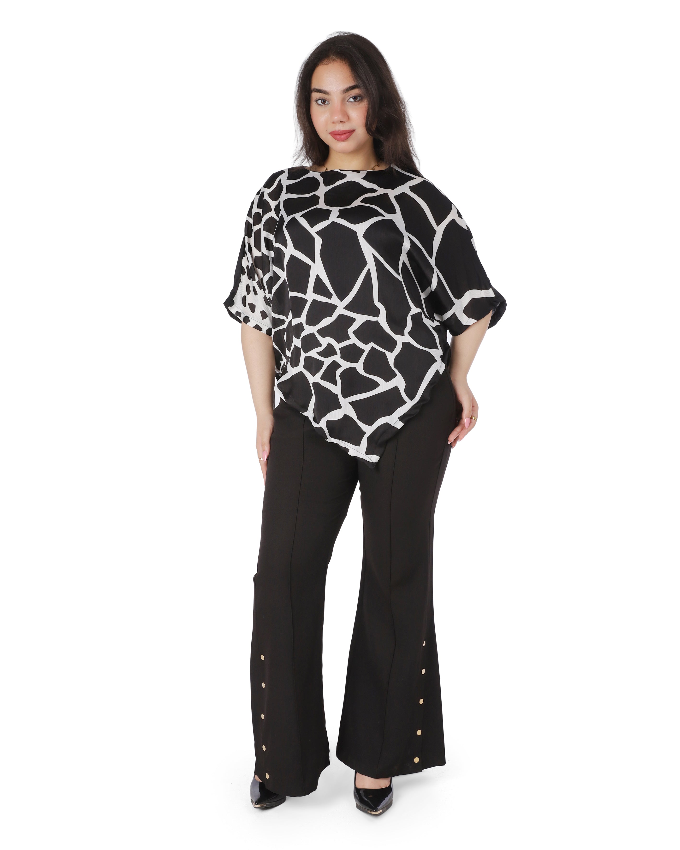 Abstract Print Asymmetric Blouse 2002/229
