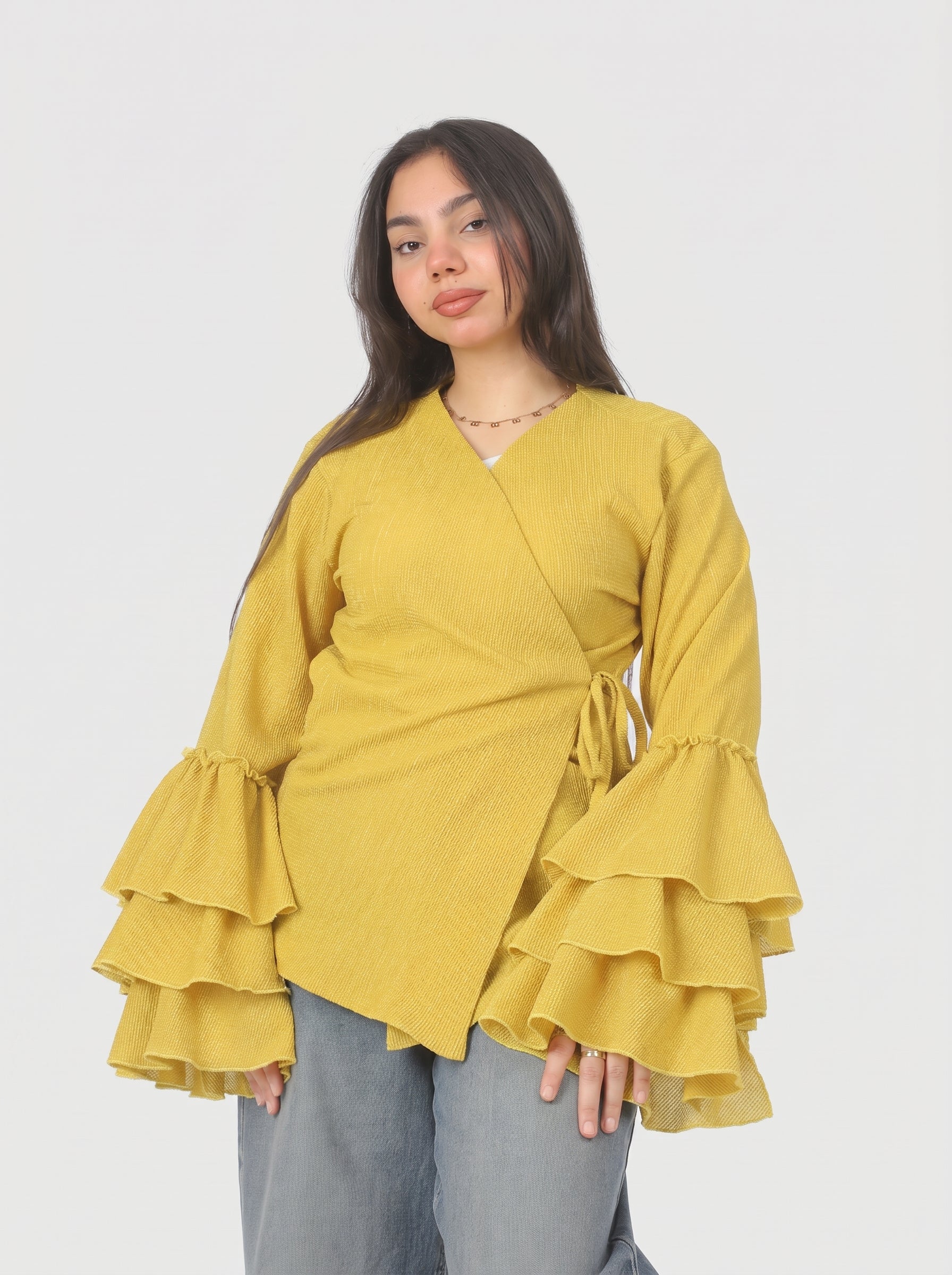 Side Tie Ruffle Sleeve Blouse 2002/238